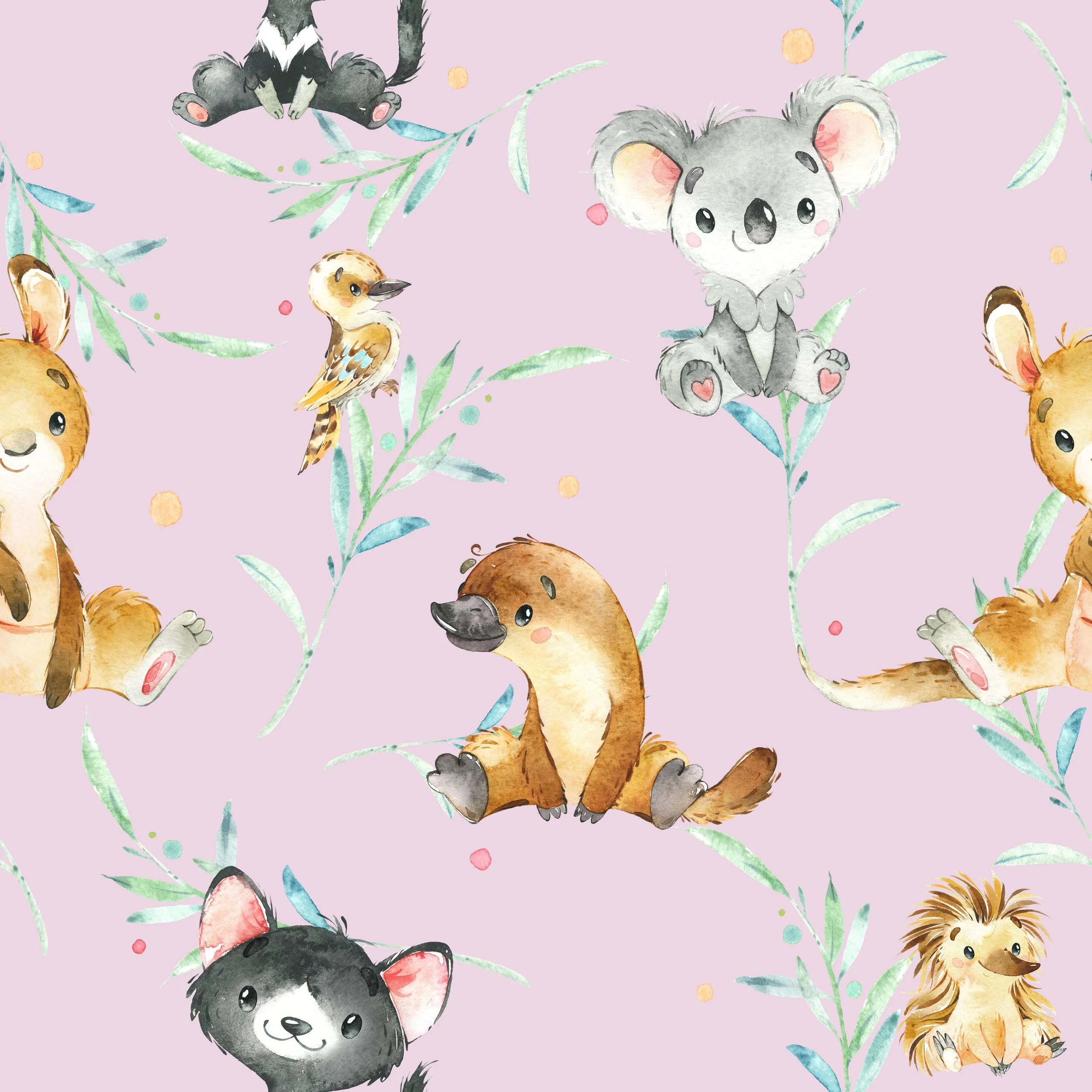 PREORDER - ROUND 29 - SCRUB TOP - 5254 AUSSIE ANIMAL LIGTH MAUVE