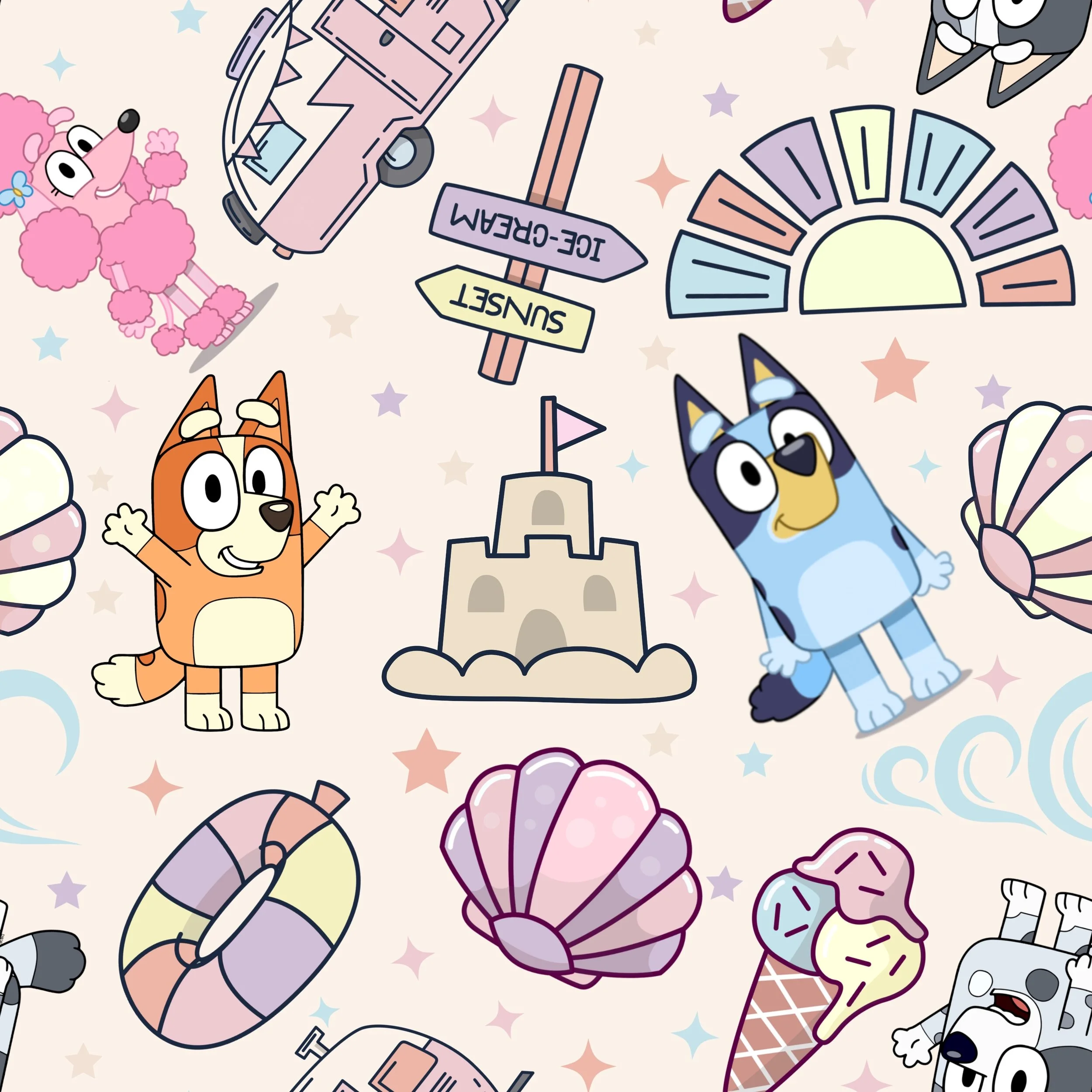 PREORDER - ROUND 31 - SCRUB TOP - 3093 BLUEY BEACH DAY