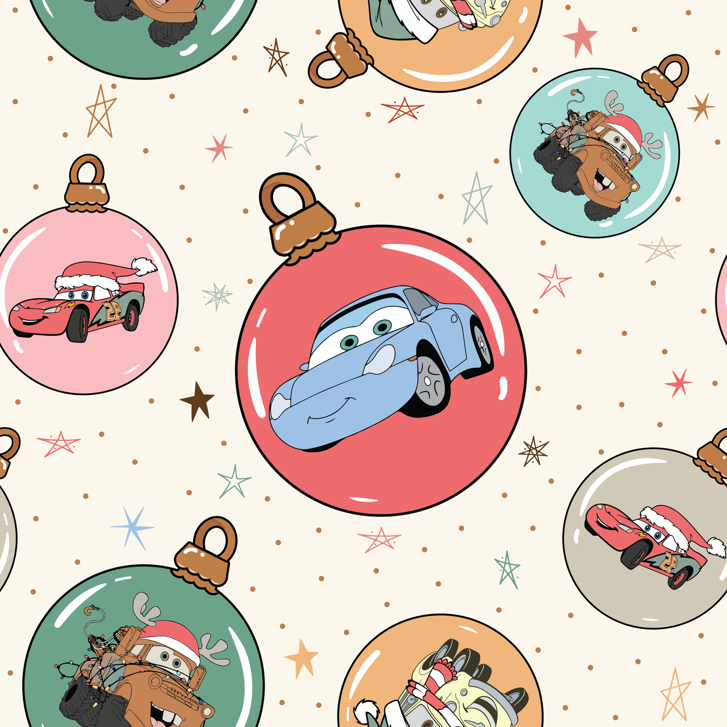 PREORDER - ROUND 31 - SCRUB TOP - 2070 CHRISTMAS CARS BAUBLES