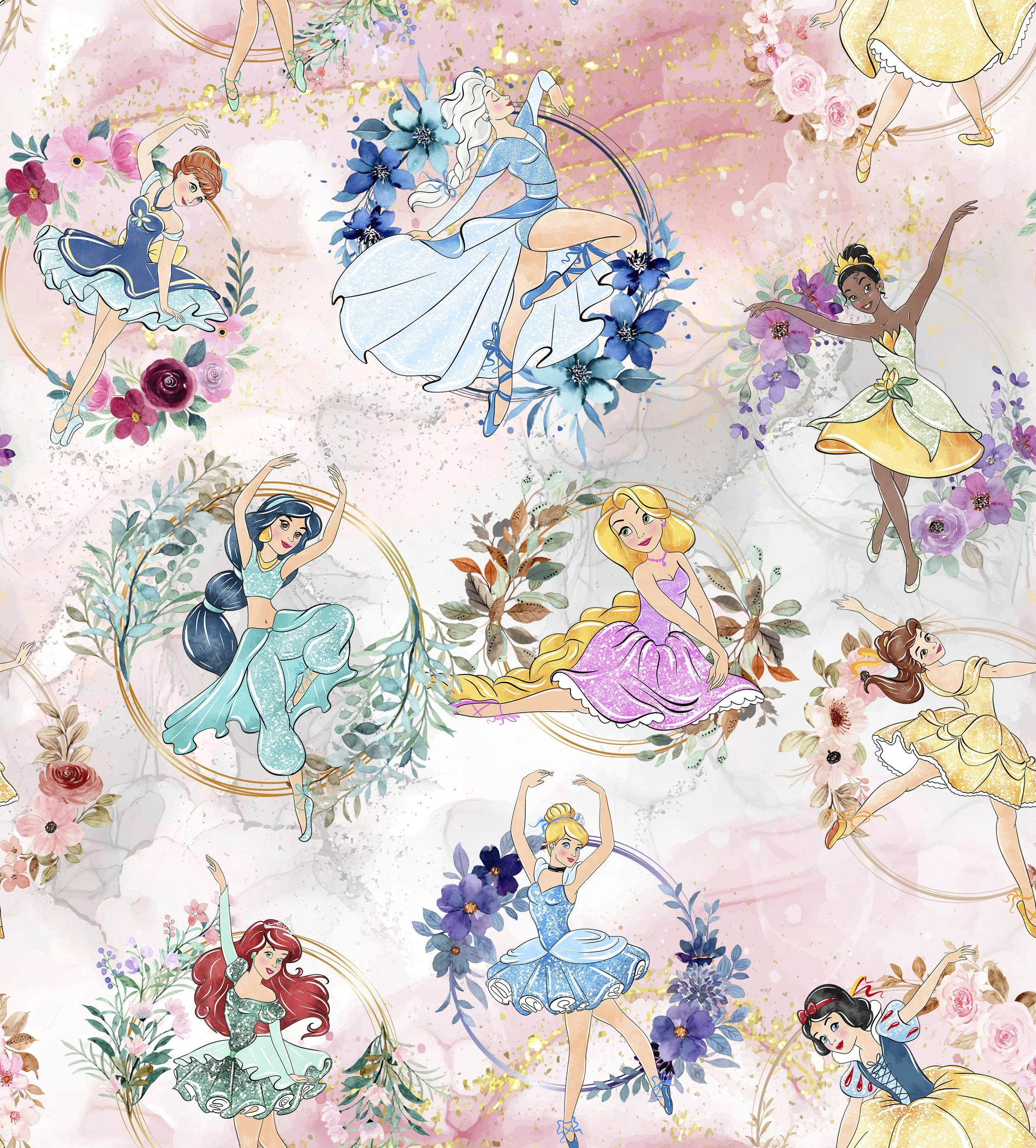 PREORDER - ROUND 29 - SCRUB TOP - 3007 DISNEY PRINCESSES