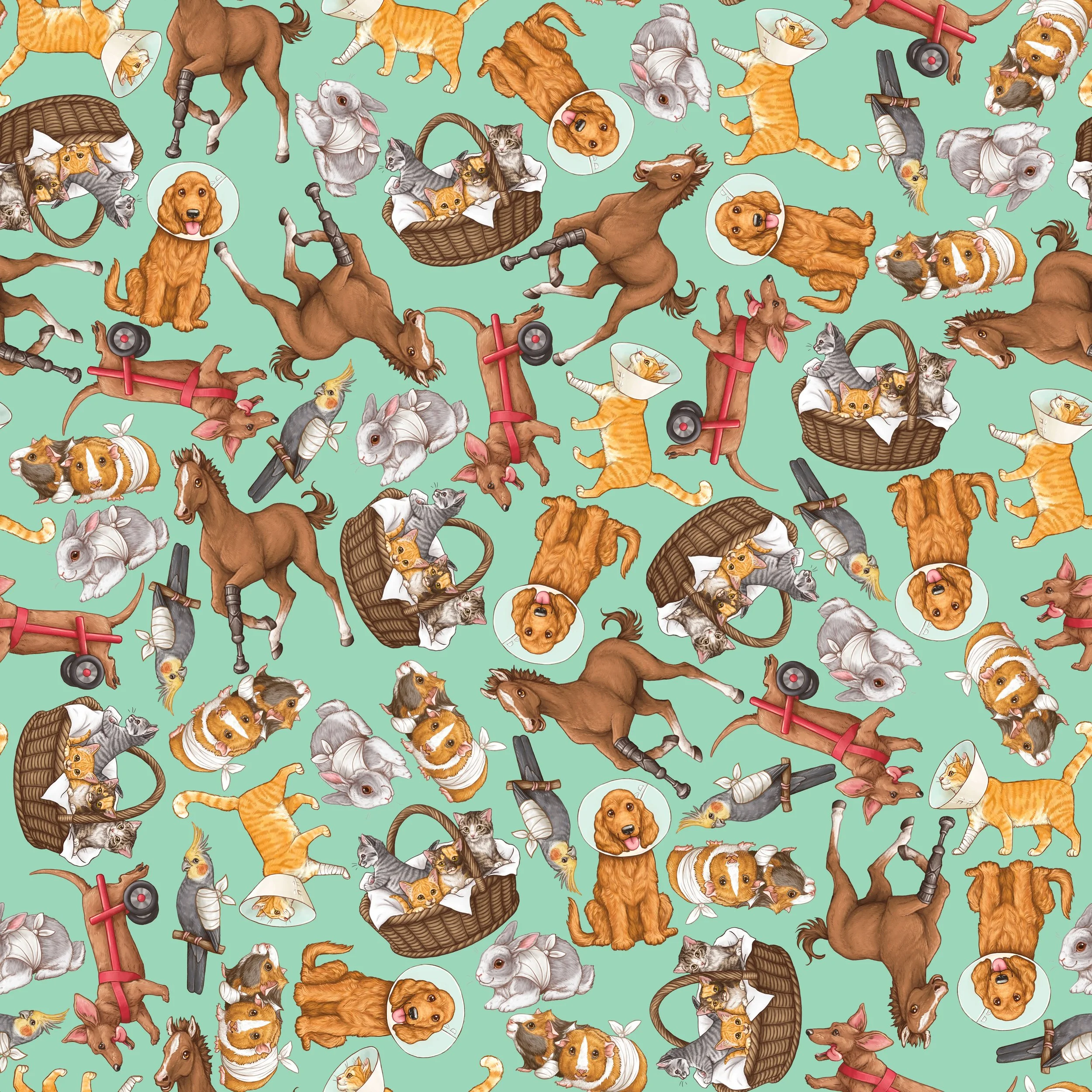 PREORDER - ROUND 30 - SCRUB TOP - 7000 PETS ON THE MEND - SMALL SCATTER - TEAL