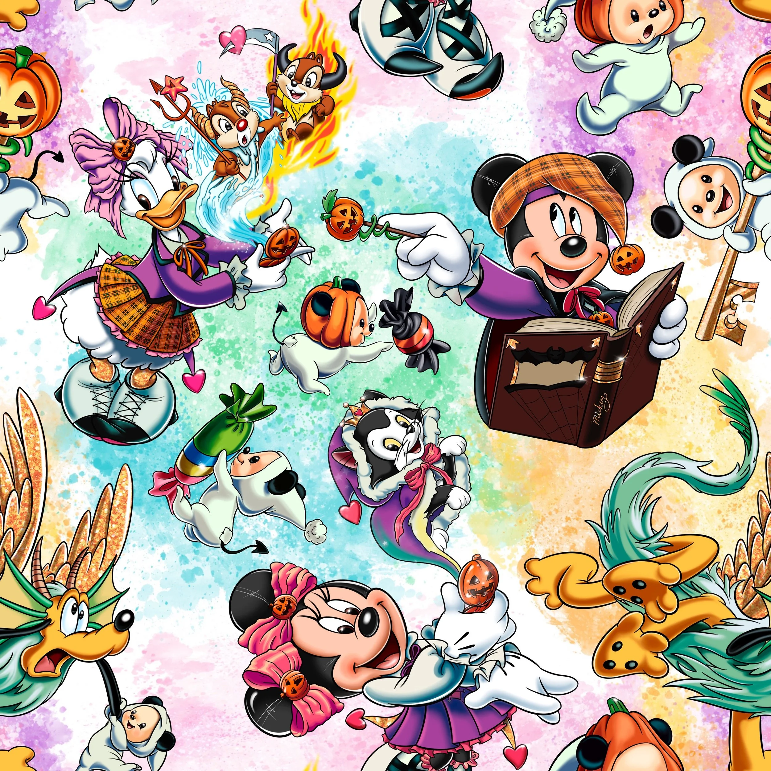 PREORDER - ROUND 30 - SCRUB TOP - 1518 MICKEY & FRIENDS HALLOWEEN