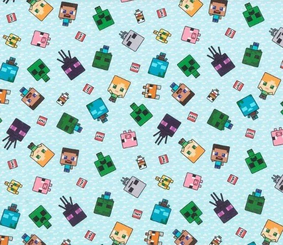 Scrub Top - Minecraft Light Blue