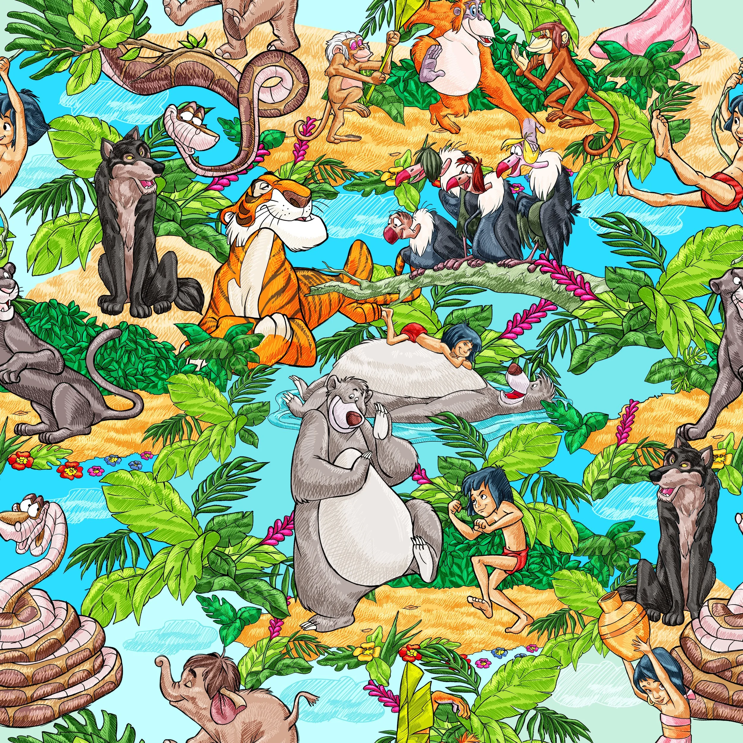 PREORDER - ROUND 29 - SCRUB TOP - 3201 JUNGLE BOOK