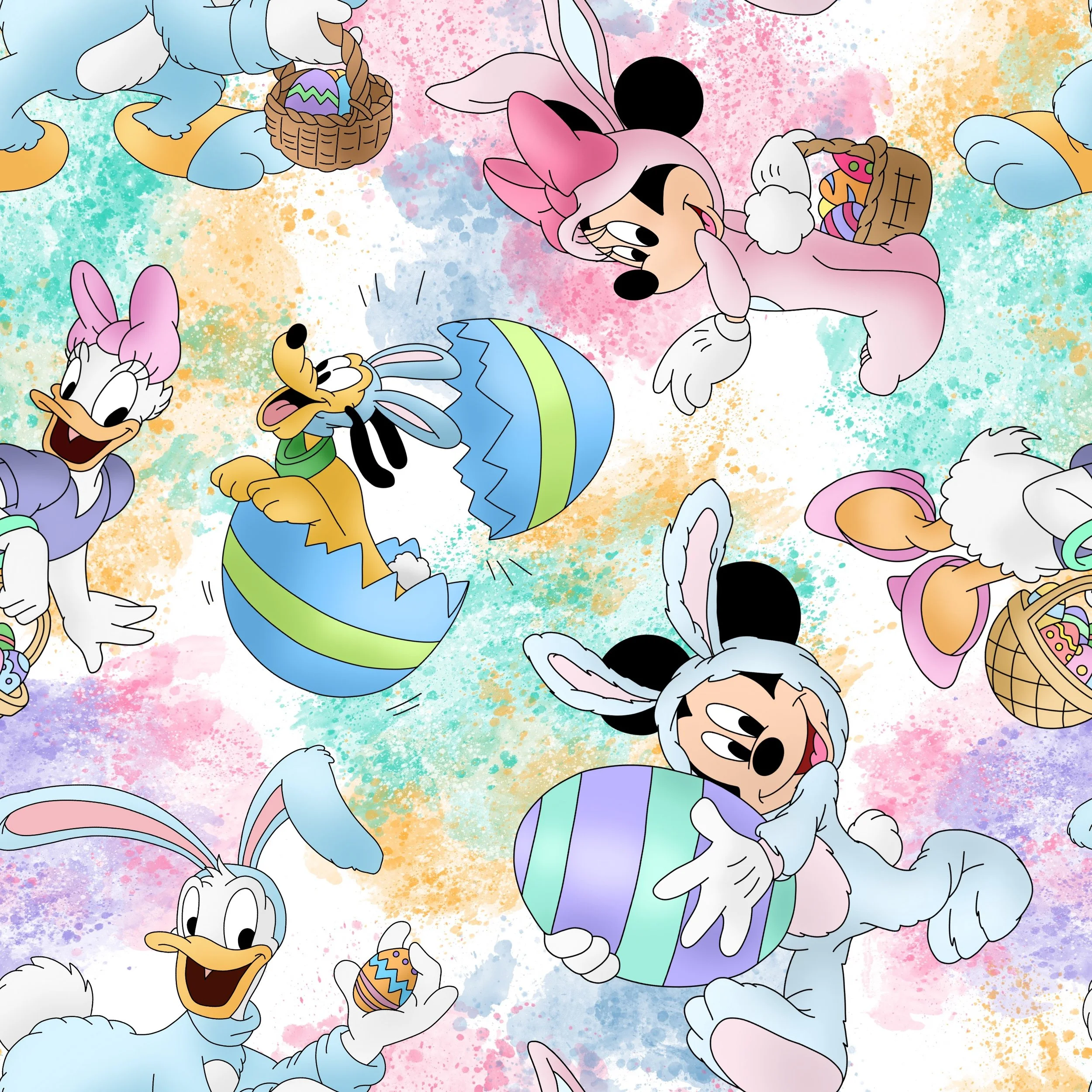 PREORDER - ROUND 29 - SCRUB TOP - 1002 EASTER MICKEY CREW