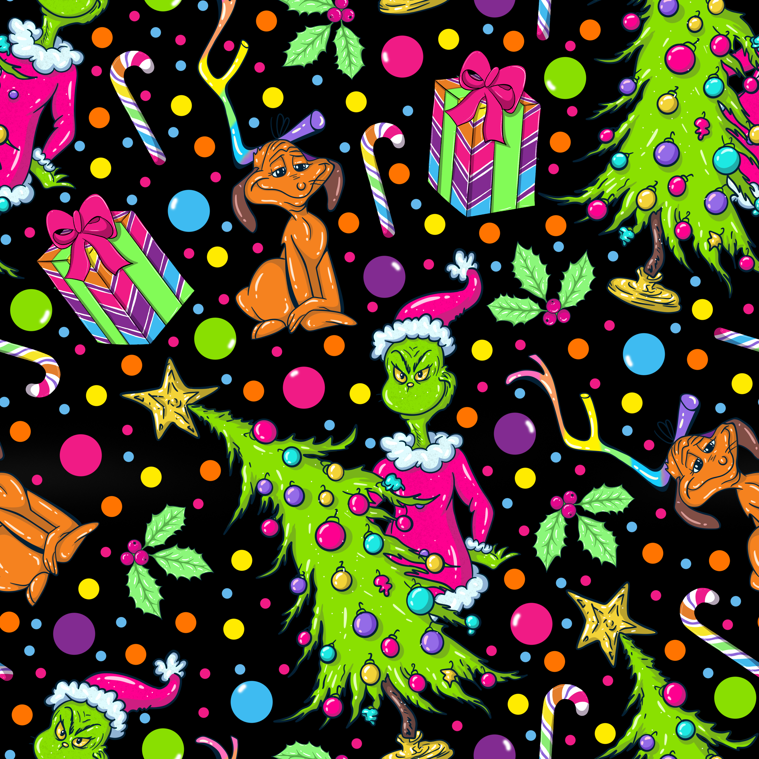 PREORDER - ROUND 31 - SCRUB TOP - 2077 BRIGHT CHRISTMAS GRINCH