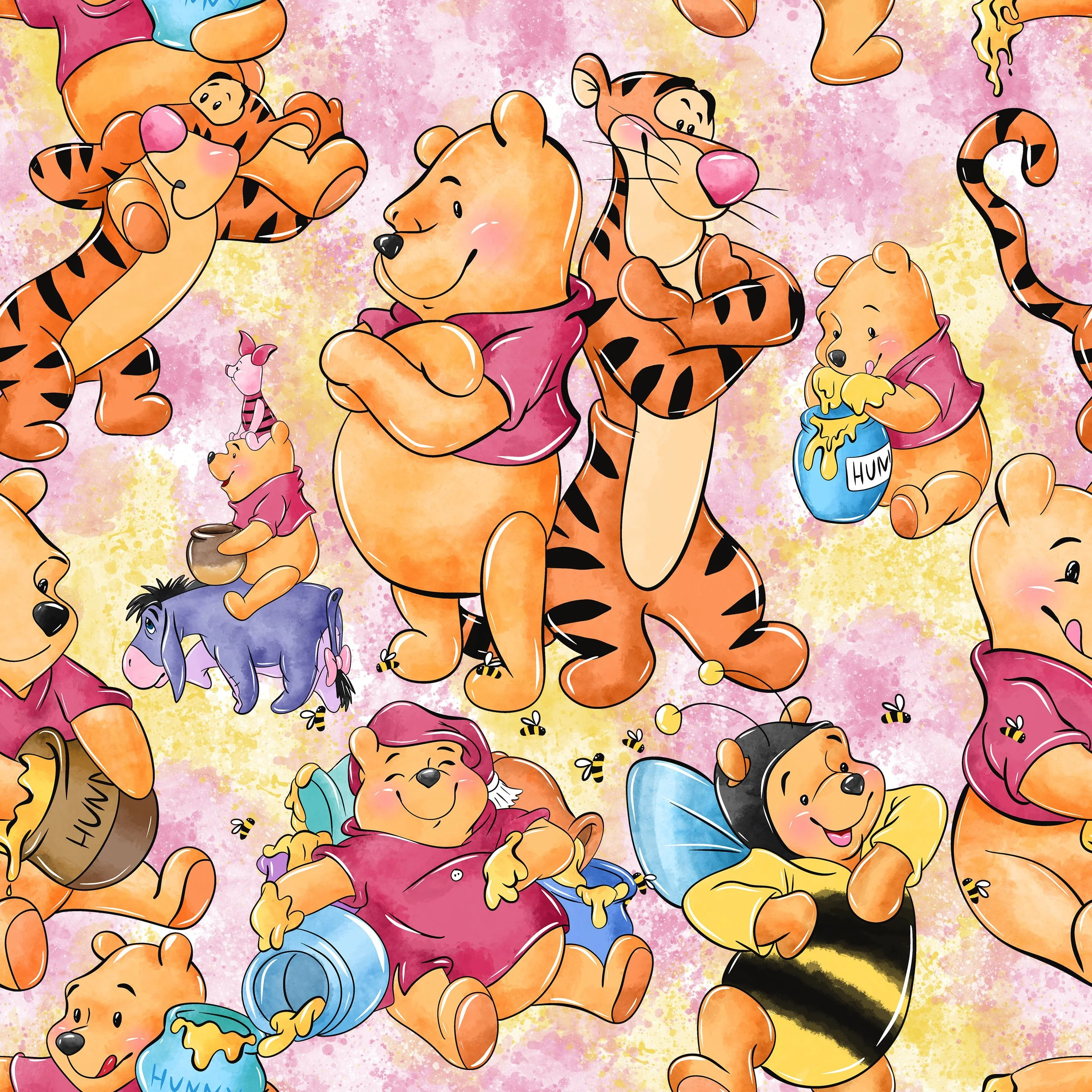 PREORDER - ROUND 29 - SCRUB TOP - 1508 WINNIE BUMBLE BEE & FRIENDS