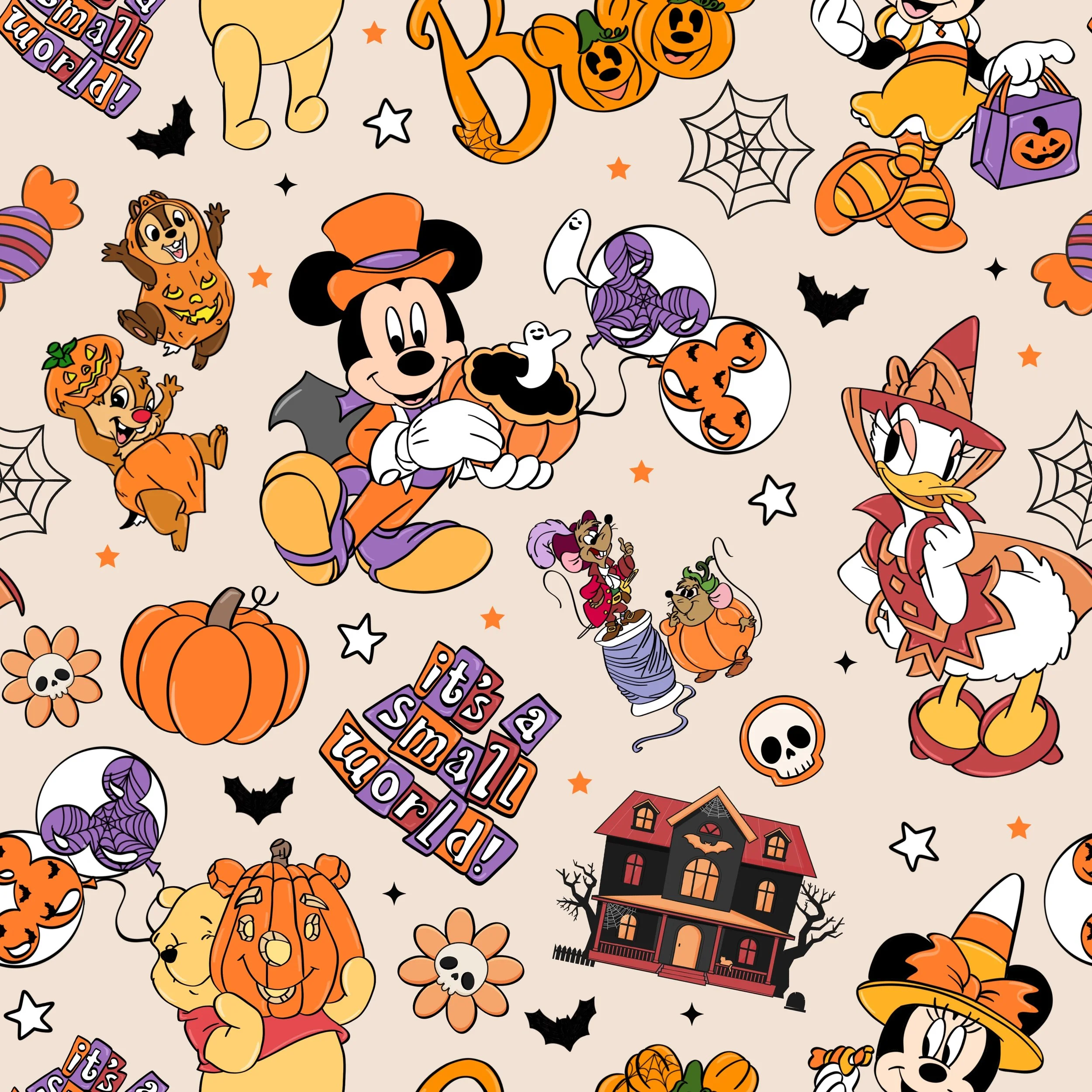 PREORDER - ROUND 31 - SCRUB TOP - 1550 A DISNEY HALLOWEEN
