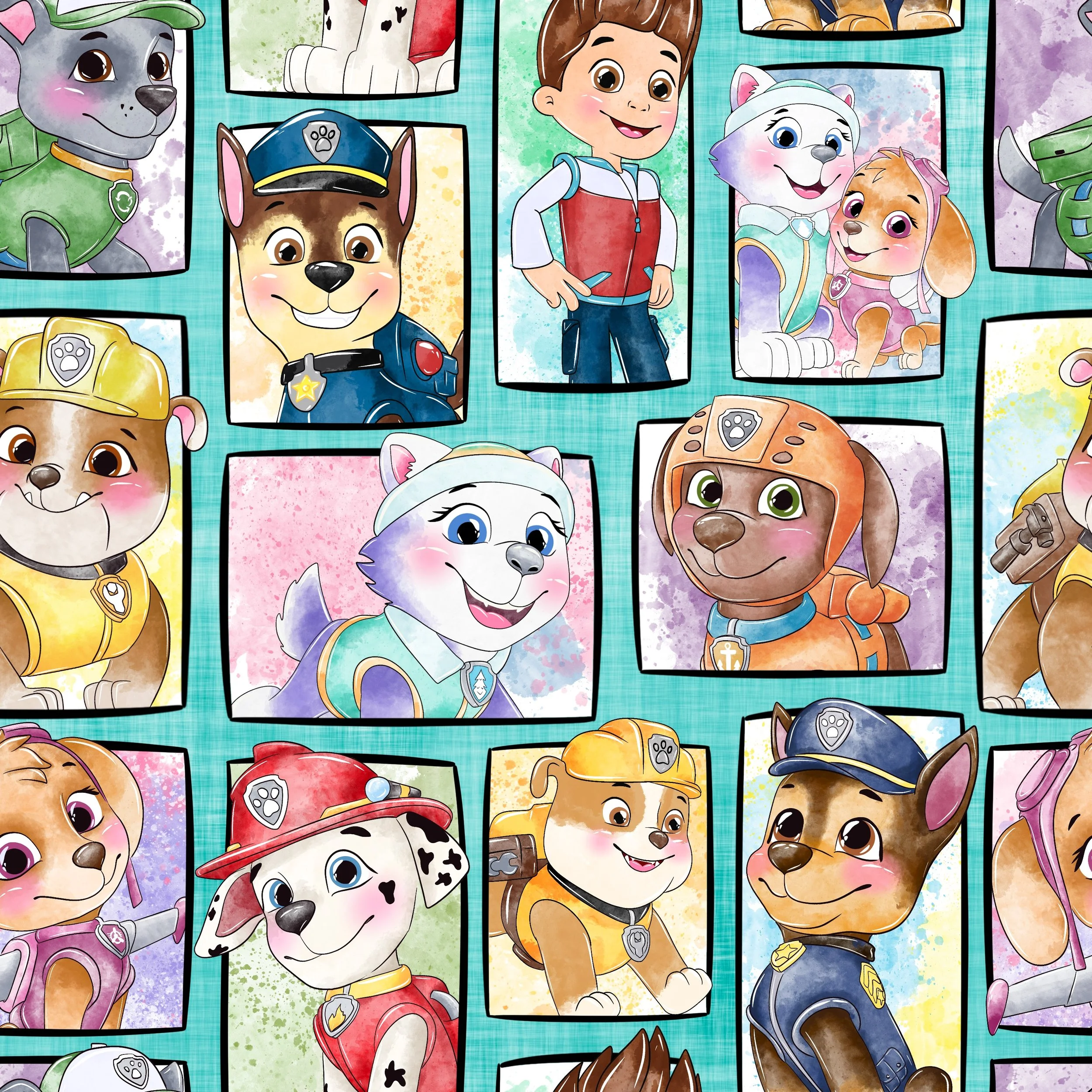 PREORDER - ROUND 29 - SCRUB TOP - 3159 PAW PATROL SQUARES