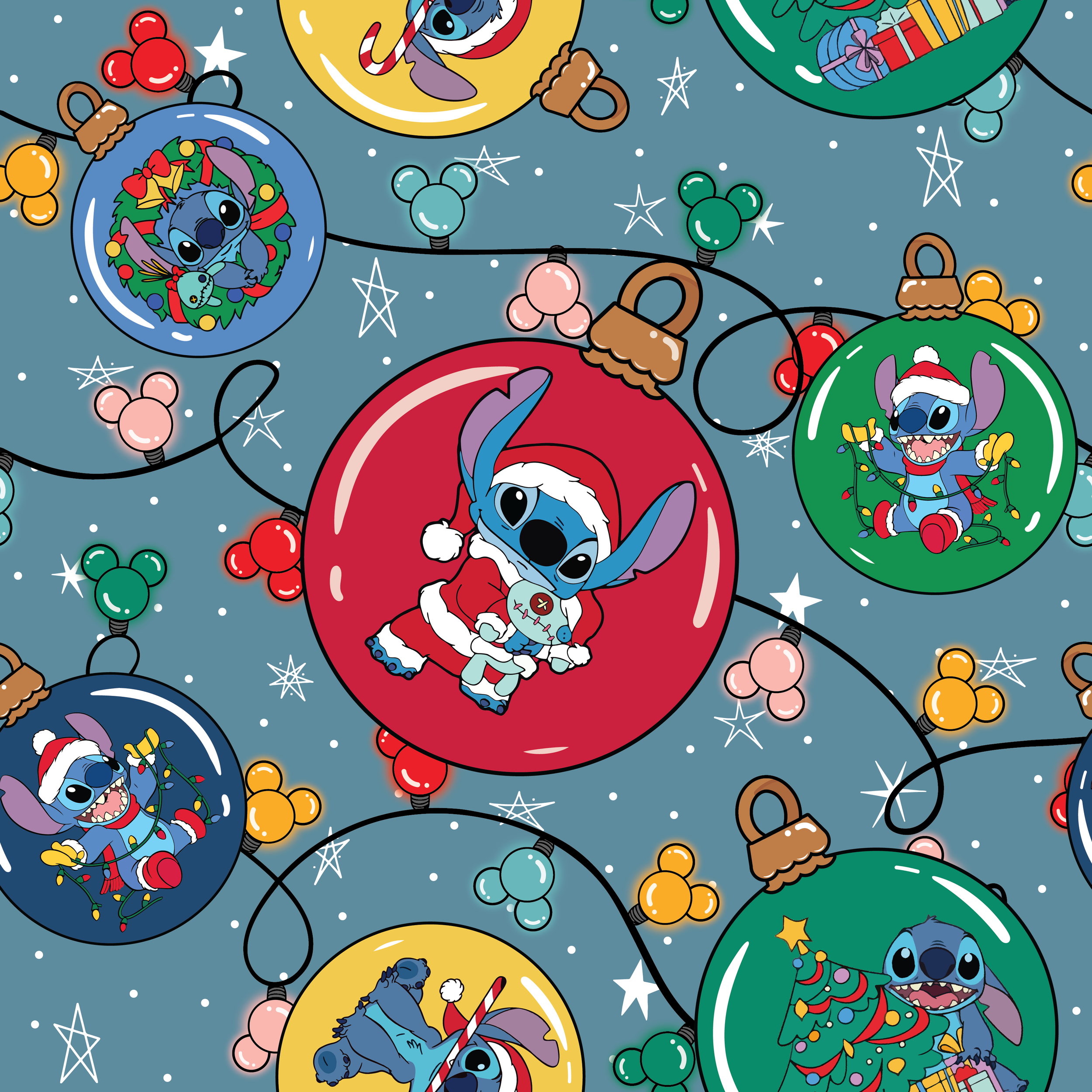 PREORDER - ROUND 29 - SCRUB TOP - 2069 CHRISTMAS STITCH BAUBLES
