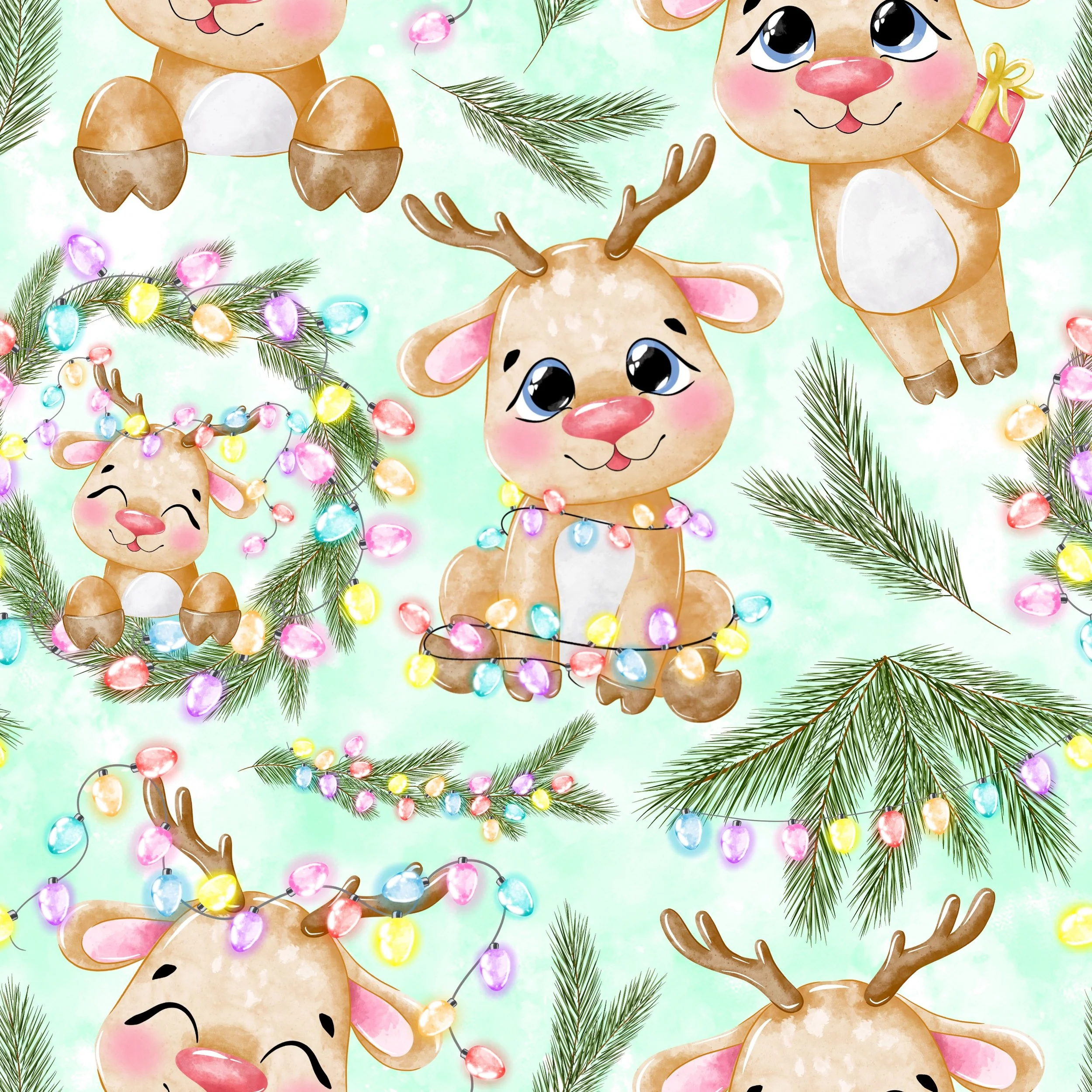 PREORDER - ROUND 29 - SCRUB TOP - 2005 CHRISTMAS REINDEER MINT