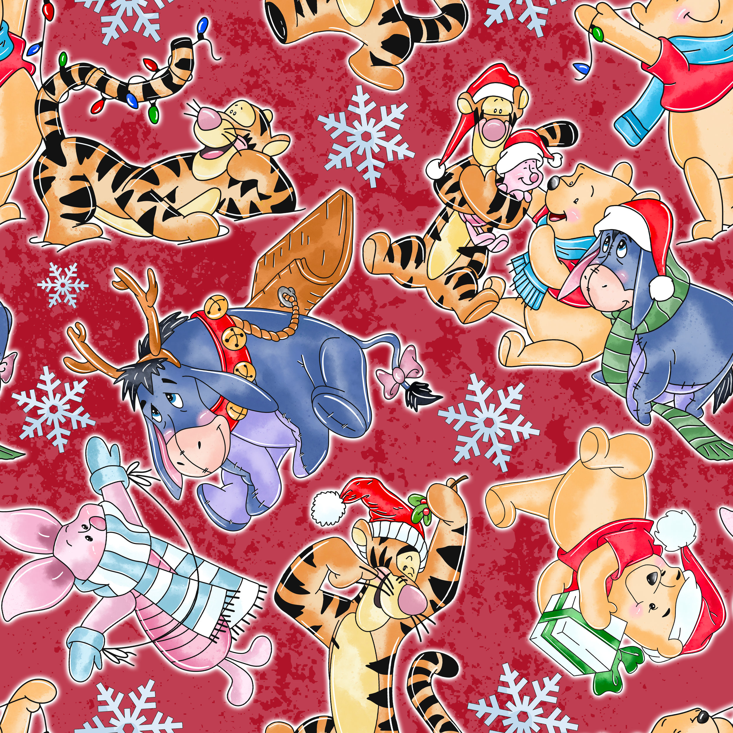 PREORDER - ROUND 31 - SCRUB TOP - 2022 CHRISTMAS WINNIE RED