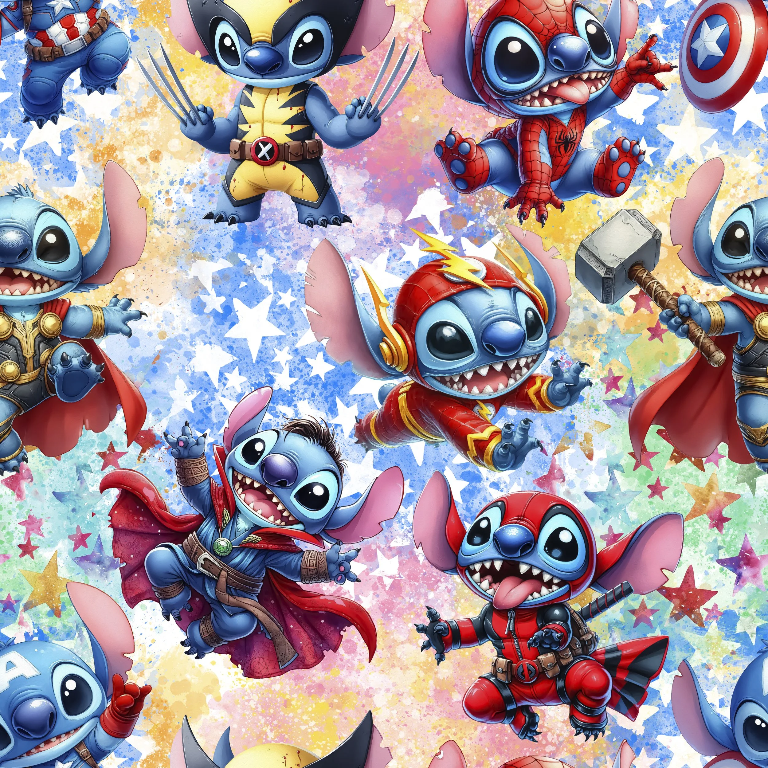 PREORDER - ROUND 31 - SCRUB TOP - 3233 STITCH SUPERHEROS