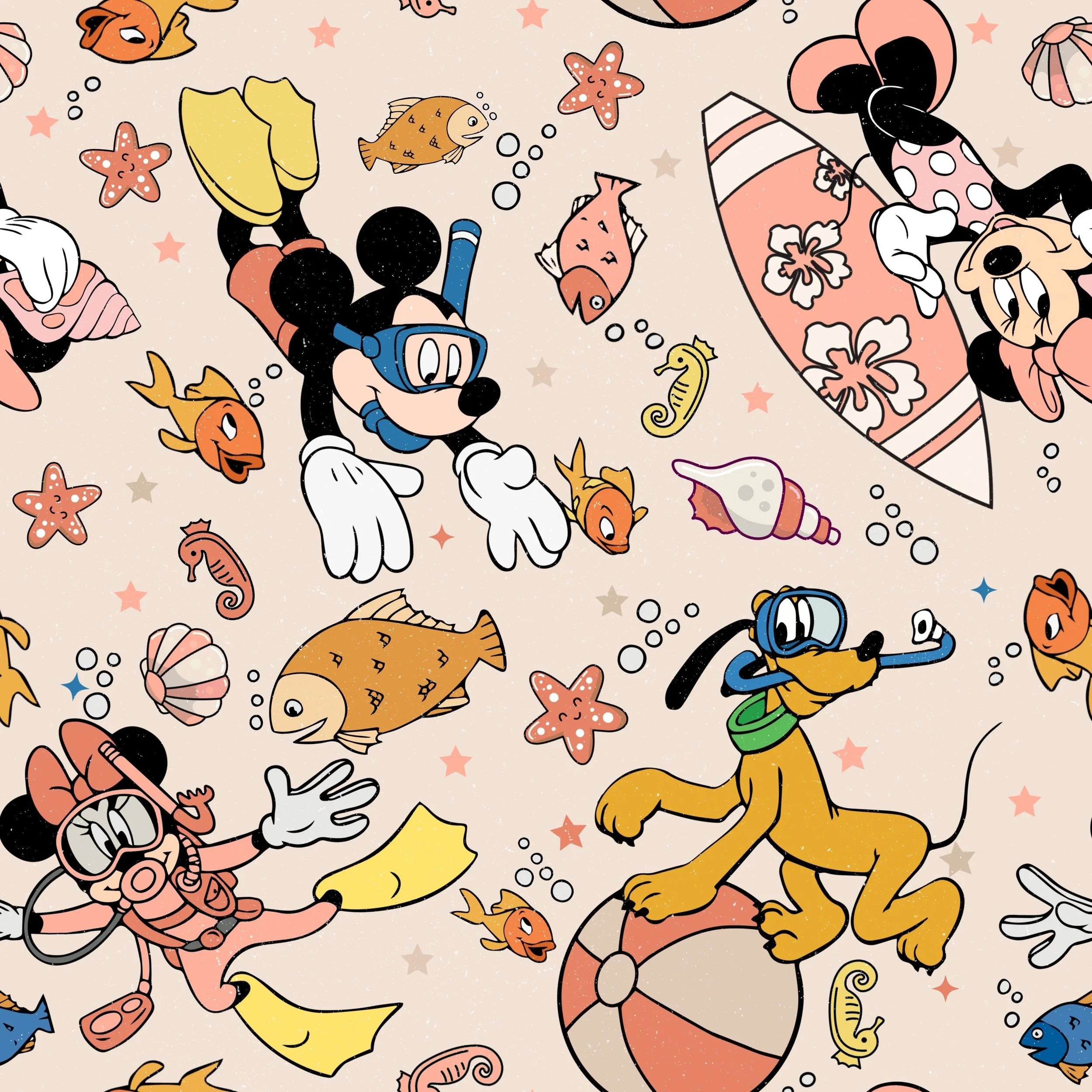PREORDER - ROUND 30 - SCRUB TOP - 3198 MICKEYS UNDERWATER ADVENTURES