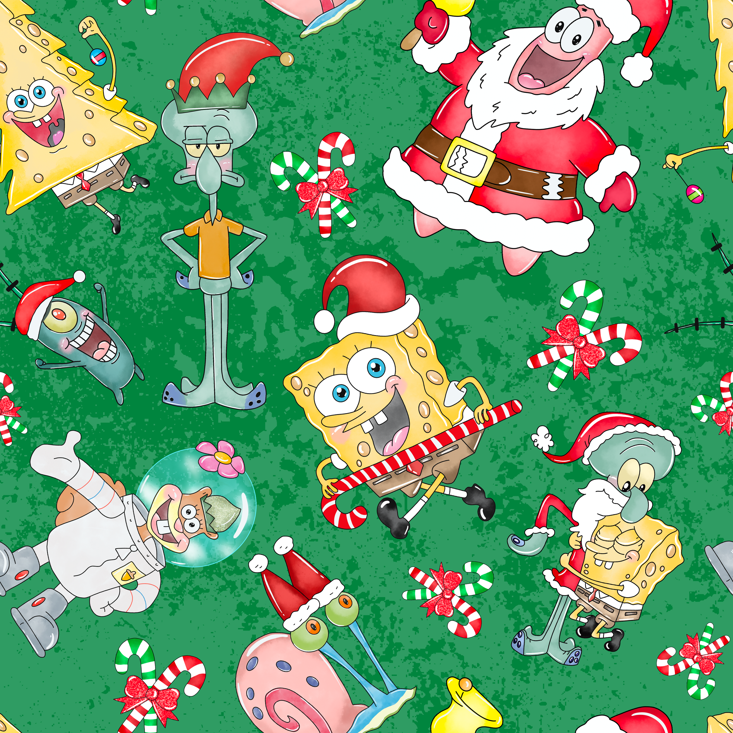 PREORDER - ROUND 29 - SCRUB TOP - 2021 CHRISTMAS SPONGEBOB