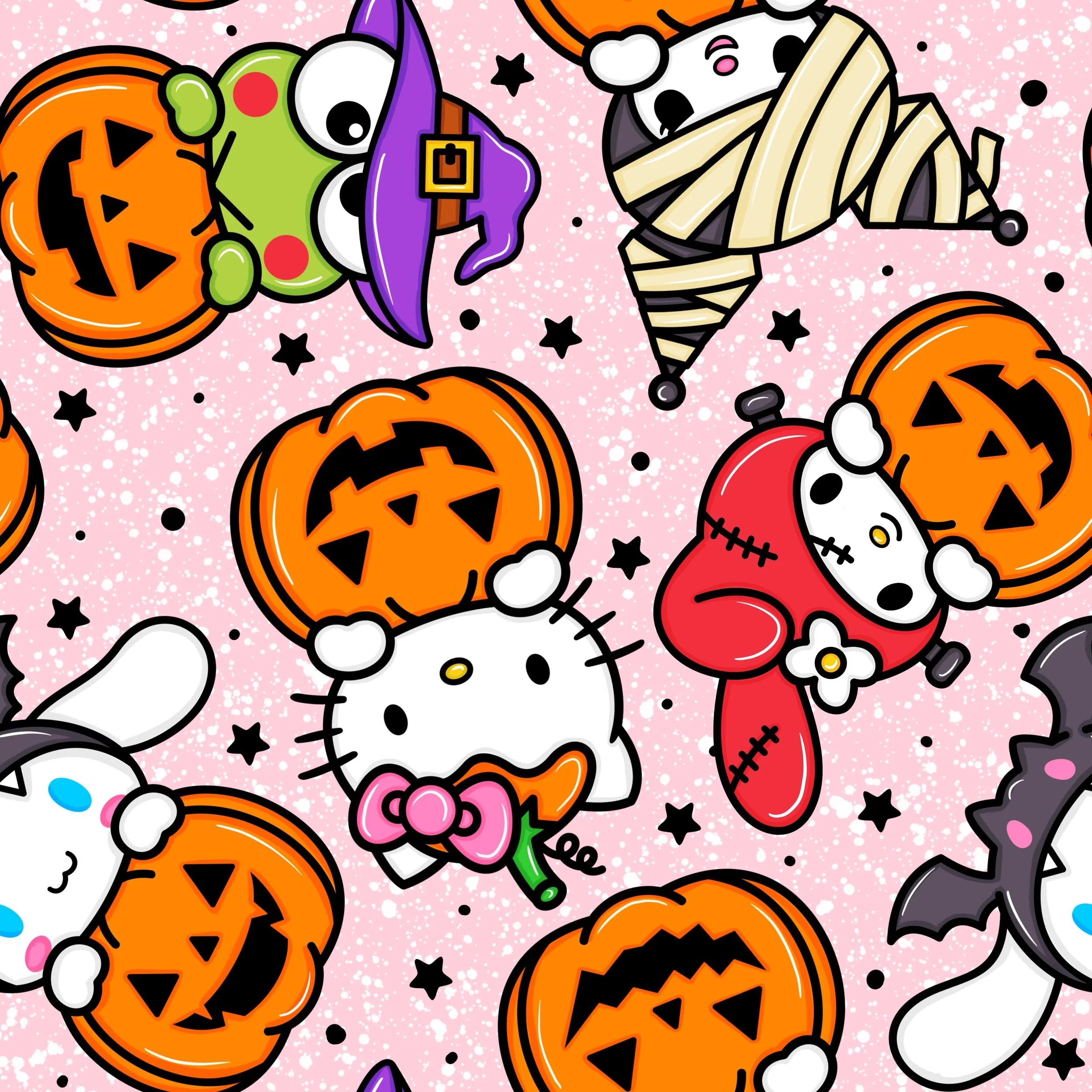 PREORDER - ROUND 29 - SCRUB TOP - 1548 HELLO KITTY HALLOWEEN