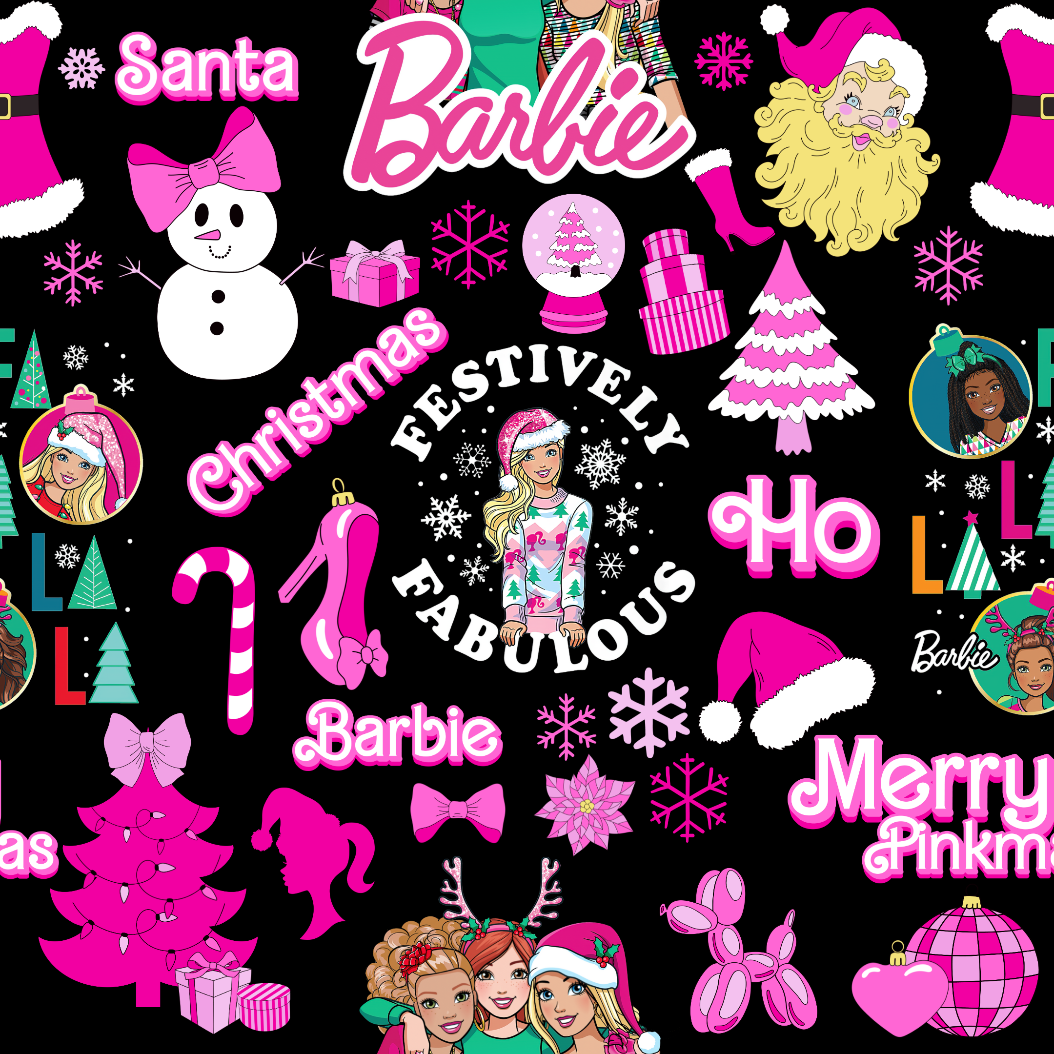 PREORDER - ROUND 29 - SCRUB TOP - 2058 CHRISTMAS BARBIE 2