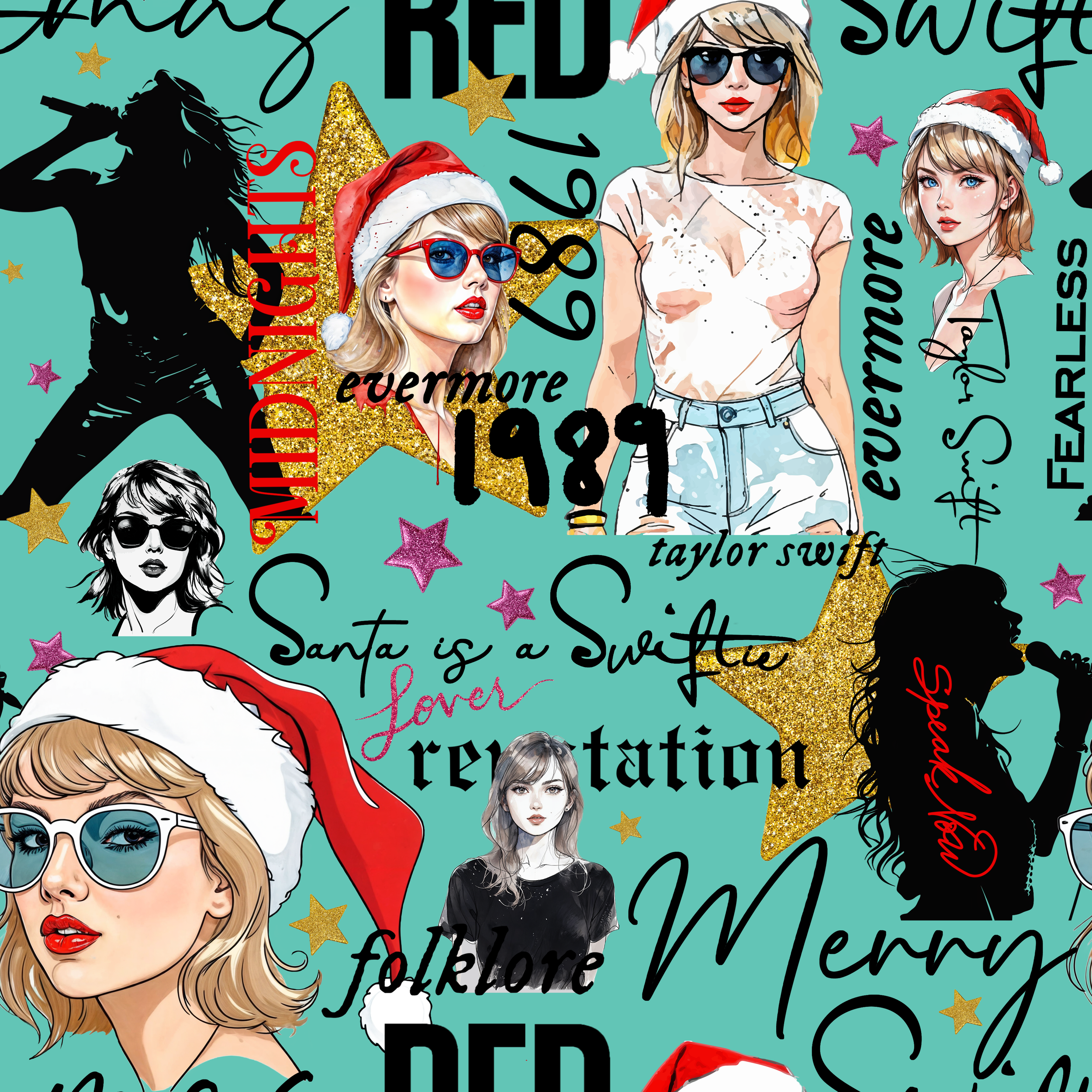 PREORDER - ROUND 31 - SCRUB TOP - 2062 A TAYLOR SWIFT CHRISTMAS MINT