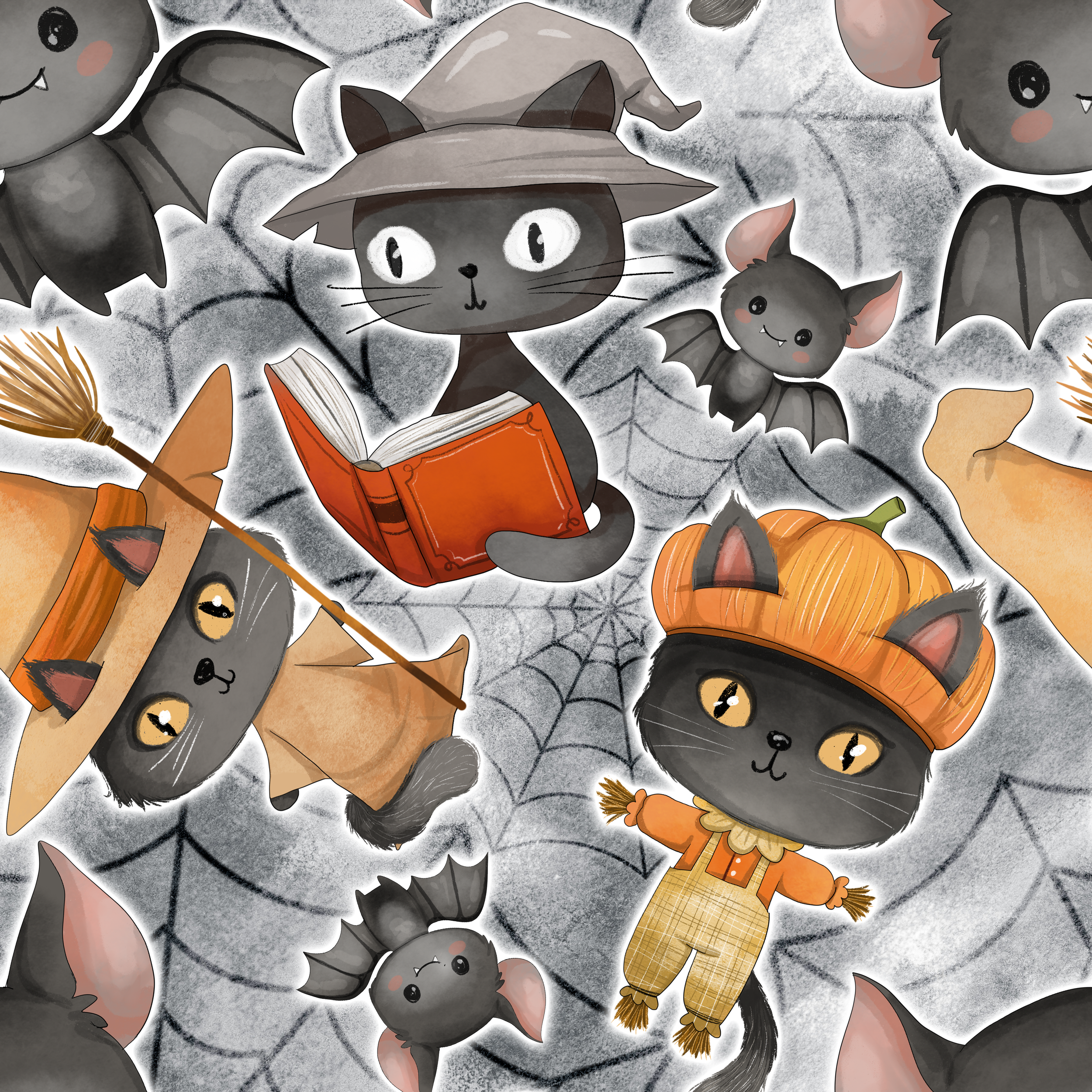 PREORDER - ROUND 29 - SCRUB TOP - 1509 SPOOKY CATS