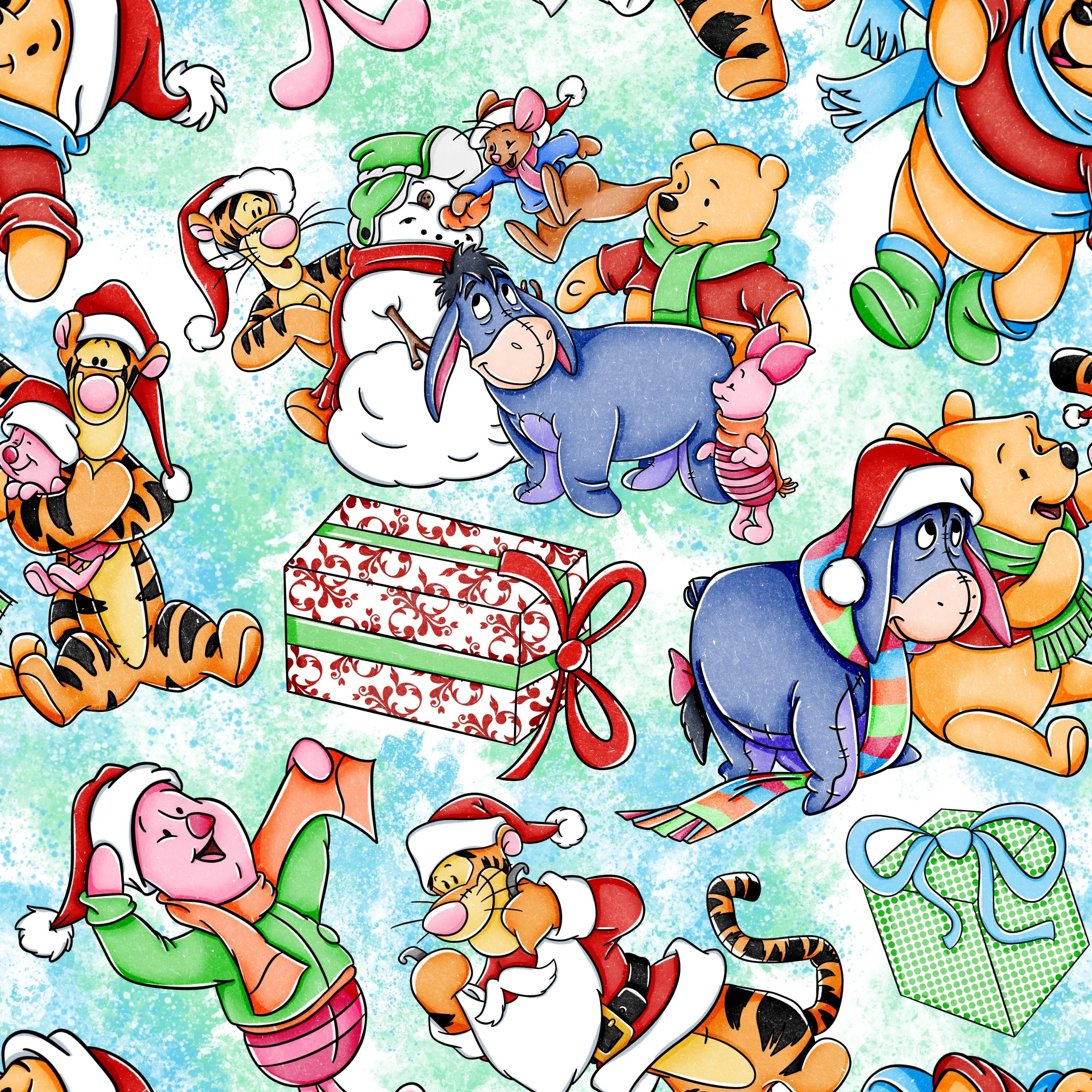 PREORDER - ROUND 31 - SCRUB TOP - 2053 A WINNIE CHRISTMAS