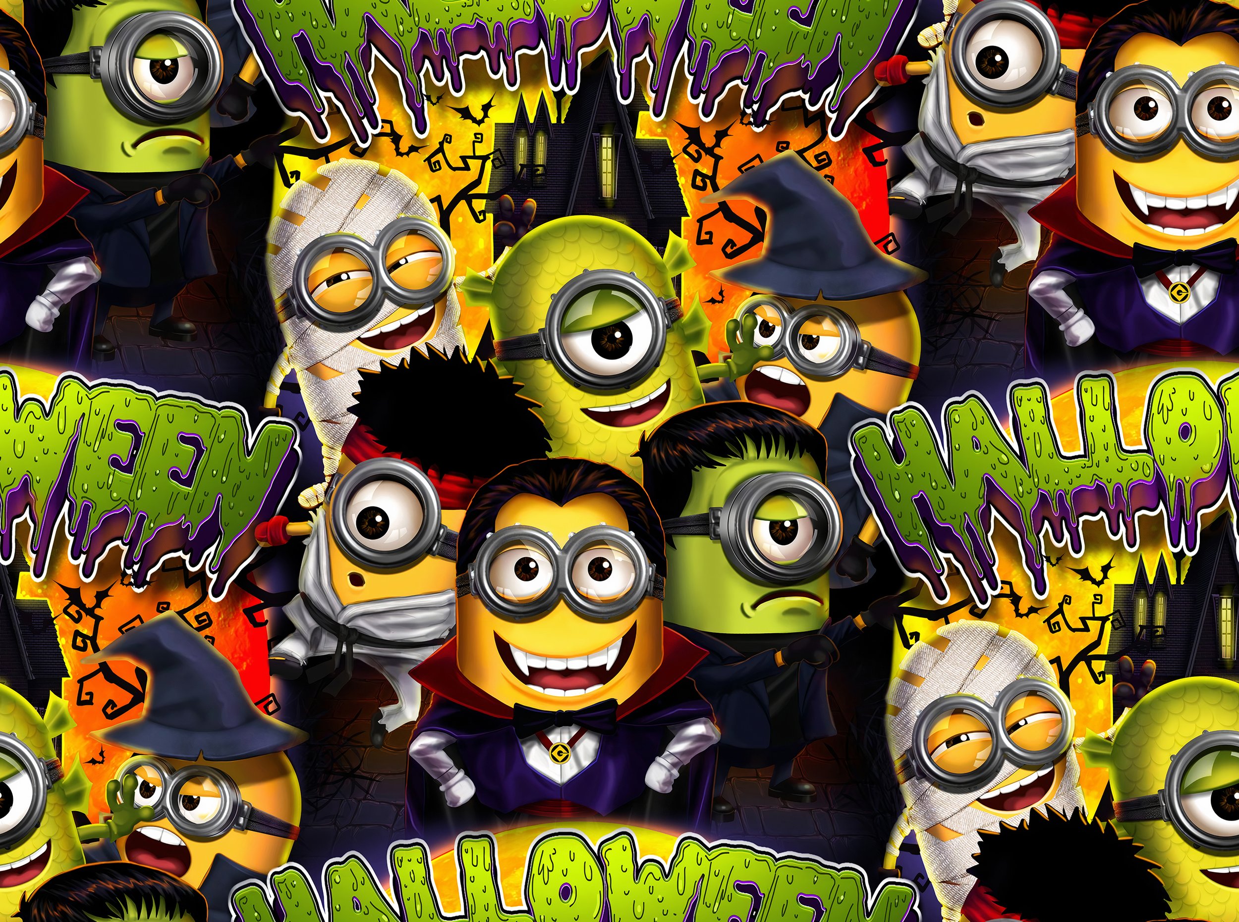 PREORDER - ROUND 30 - SCRUB TOP - 1504 MINION HALLOWEEN