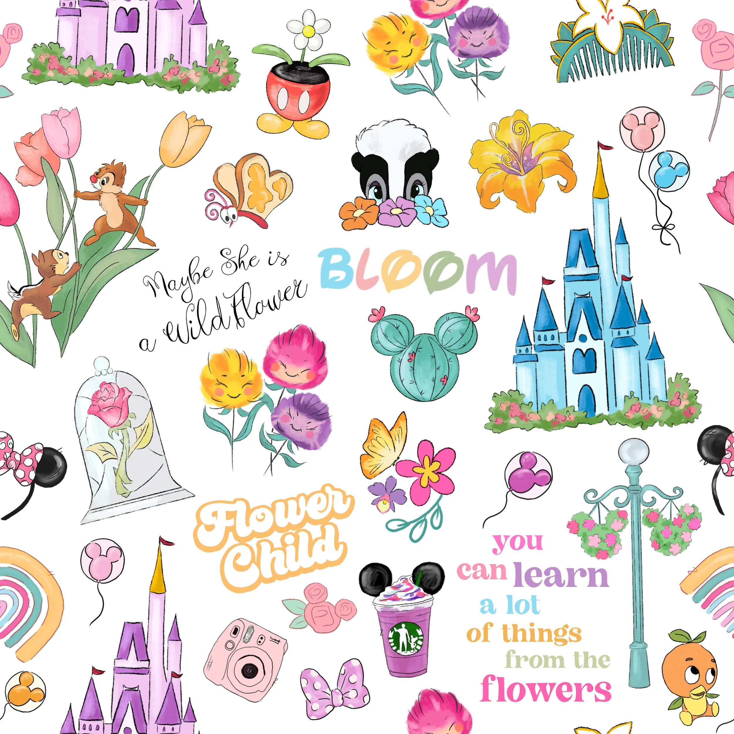 PREORDER - ROUND 30 - SCRUB TOP - 3078 DISNEY FLOWER CHILD