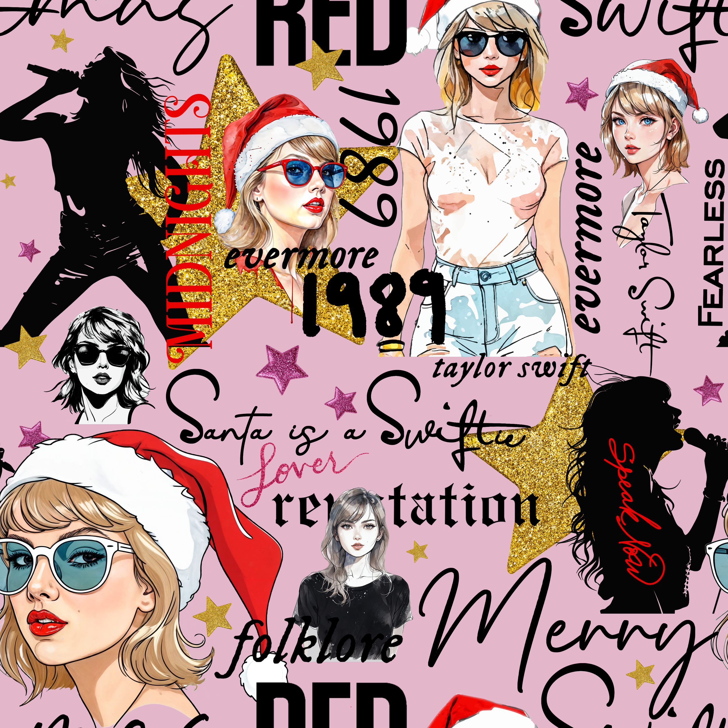 PREORDER - ROUND 31 - SCRUB TOP - 2060 A TAYLOR SWIFT CHRISTMAS PINK