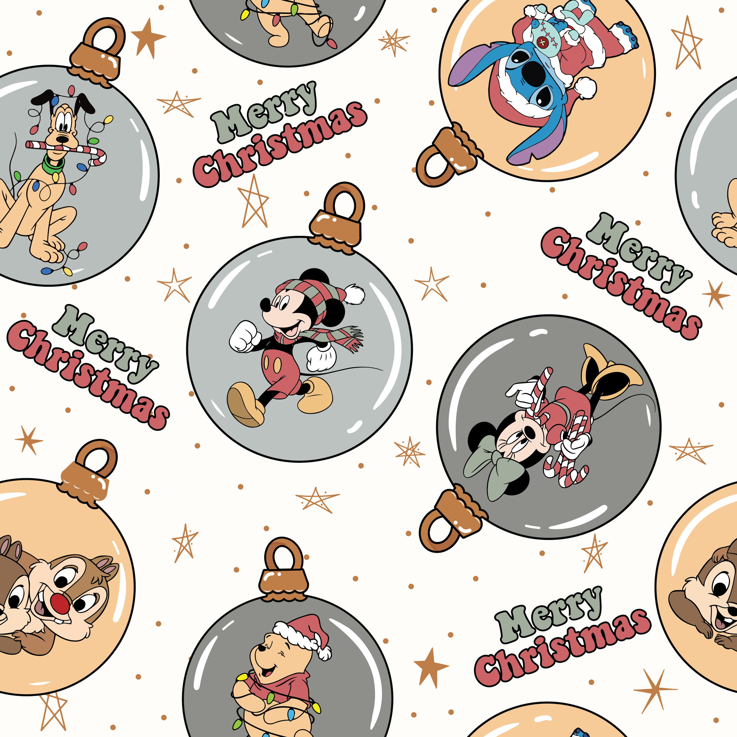 PREORDER - ROUND 29 - SCRUB TOP - 2073 DISNEY CHRISTMAS BAUBLES