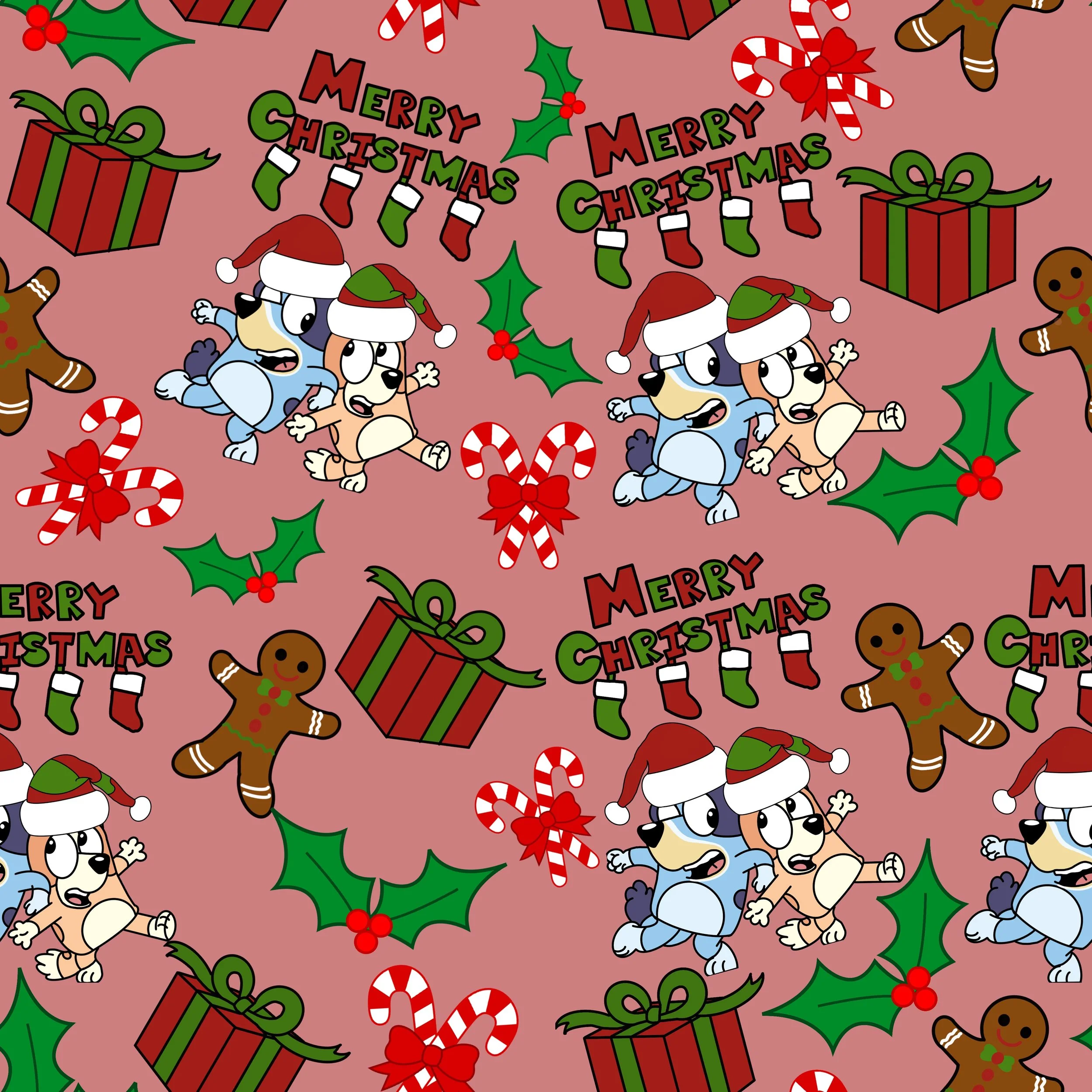 PREORDER - ROUND 31 - SCRUB TOP - 2043 CHRISTMAS BLUEY IN ROSE