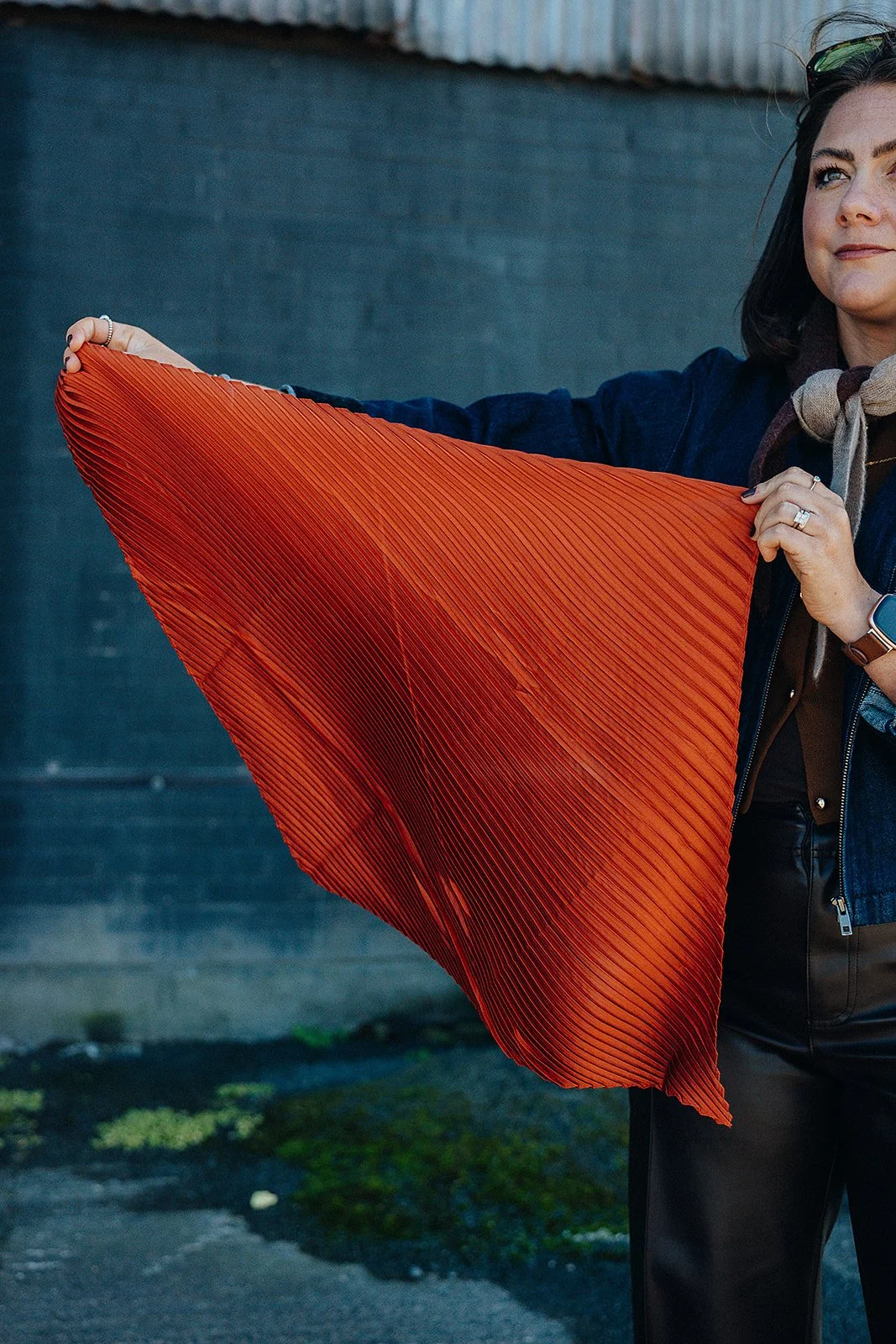 Rust Crinkle Neck Scarf Tie