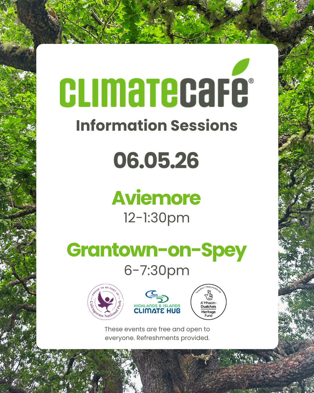 Climate Cafe Information Session - Aviemore