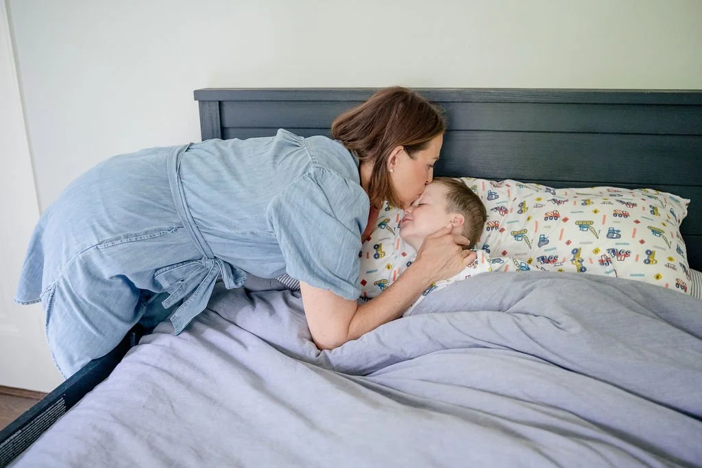 toddler aged girl in bed before bedtime