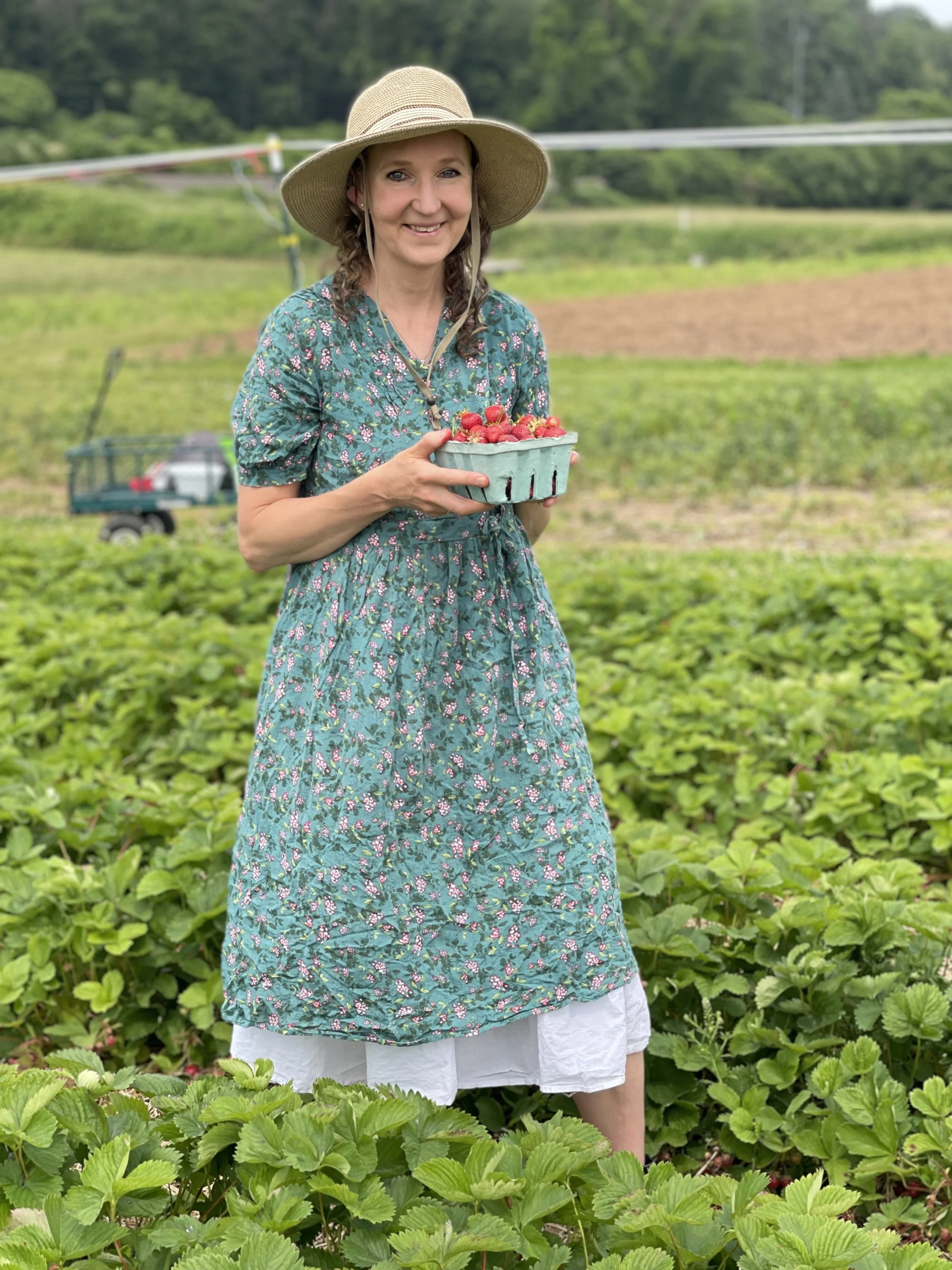 A beautiful moment in the strawberry patch.