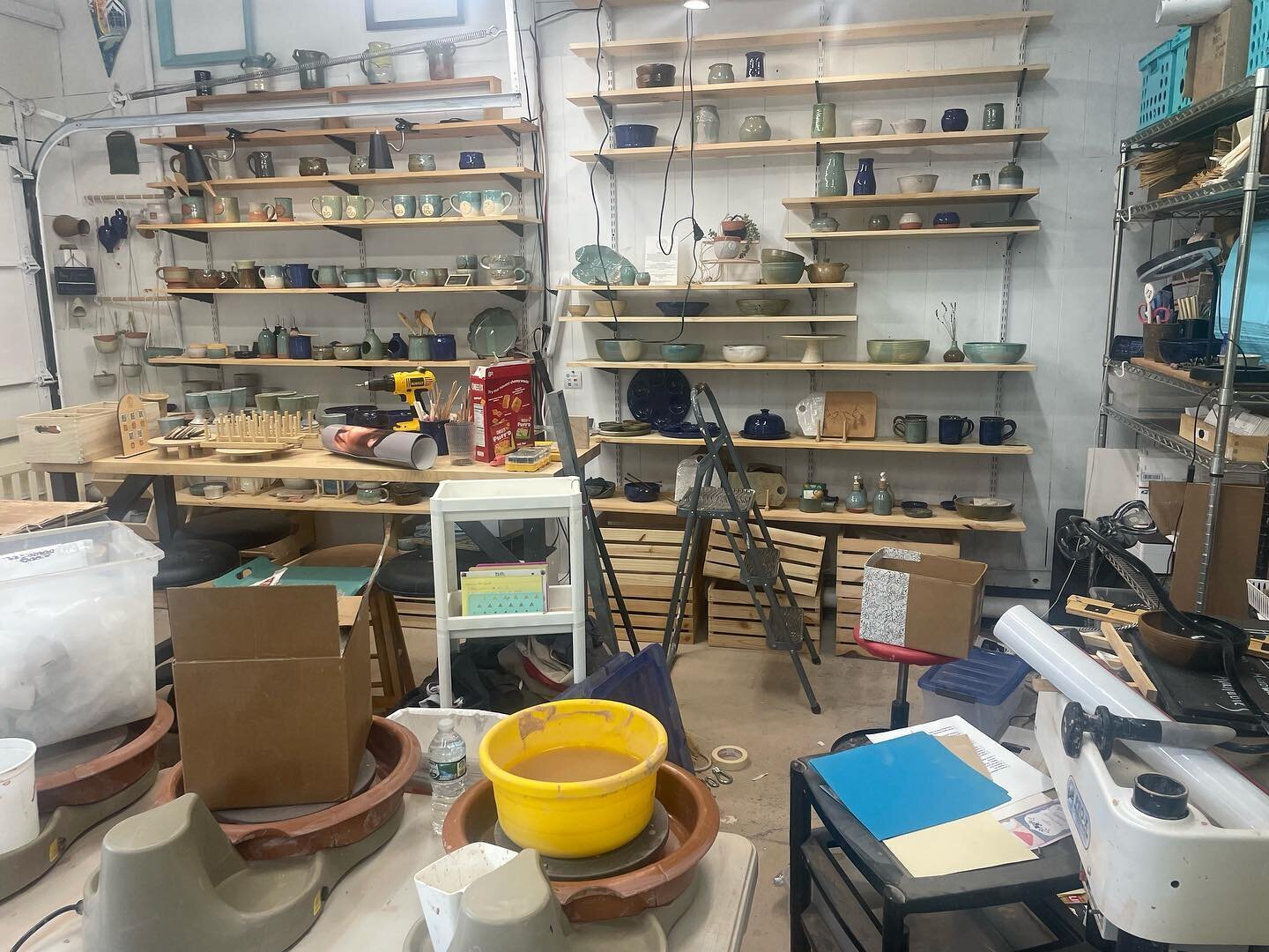 Making a big mess in the studio for some much needed additional shelving! Finished photo coming soon. #studiolife #potterystudio