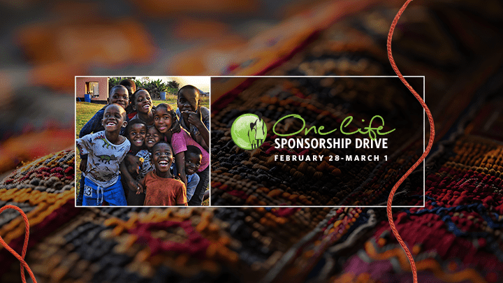 One Life Sponsorship Drive February 28-March 1 at Westside Family Church - joyful children smiling outdoors with colorful textile background