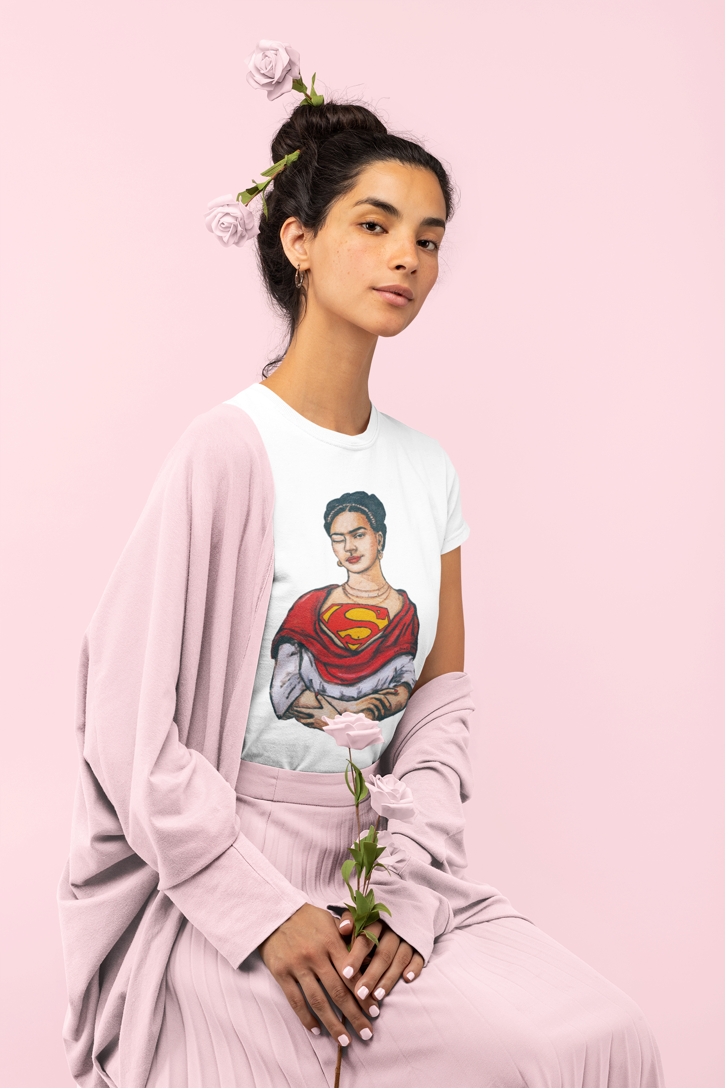 monochromatic-t-shirt-of-a-woman-holding-some-roses-32784.png