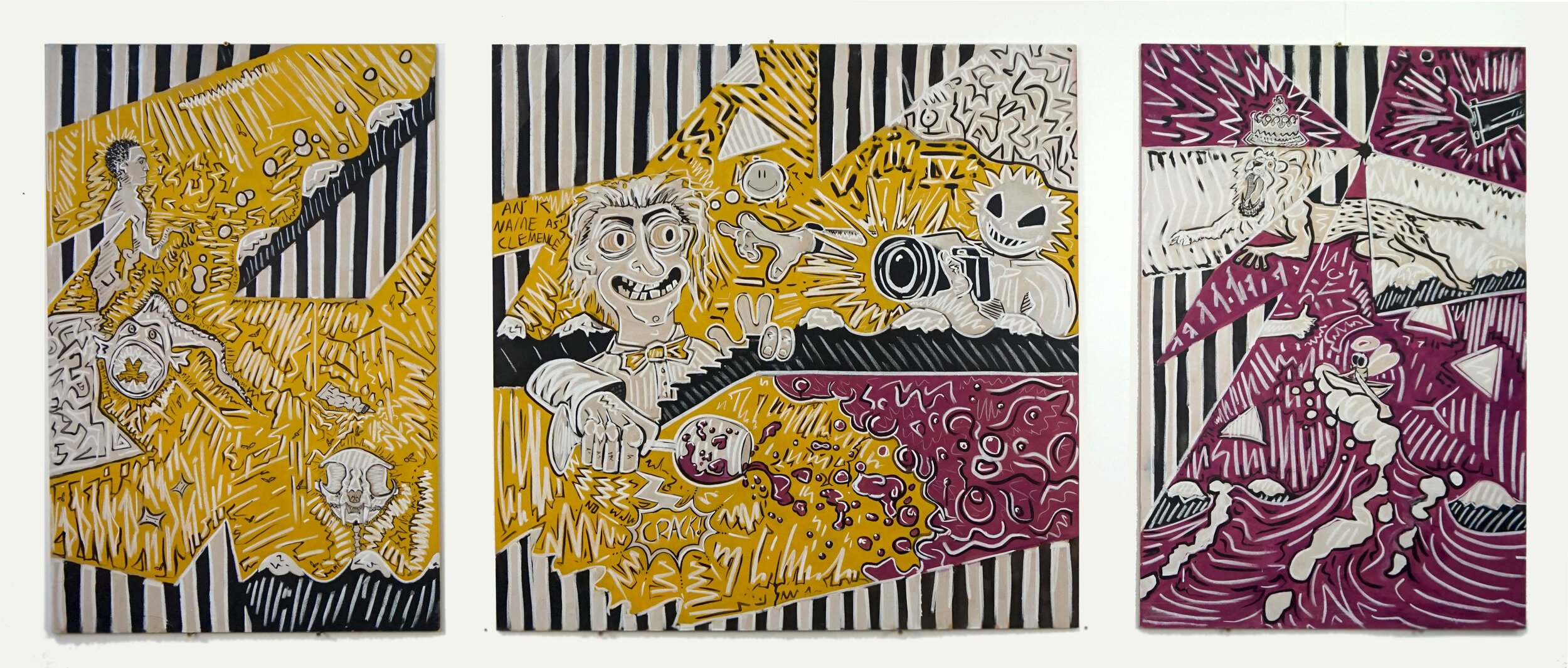 'Wine Triptych' 122cm x 300cm, 2019.