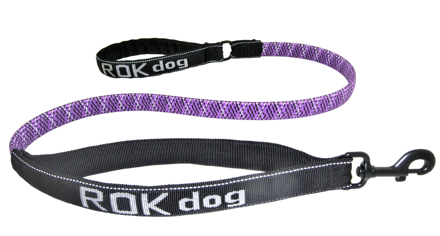 10570 Lg Dog Stretch Leash (54 Purple/Black Reflective) — ROK straps