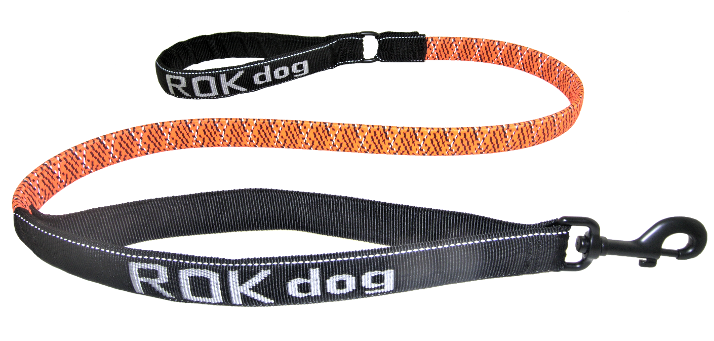 10544 Med Dog Stretch Leash (54 Orange/Black Reflective) — ROK straps