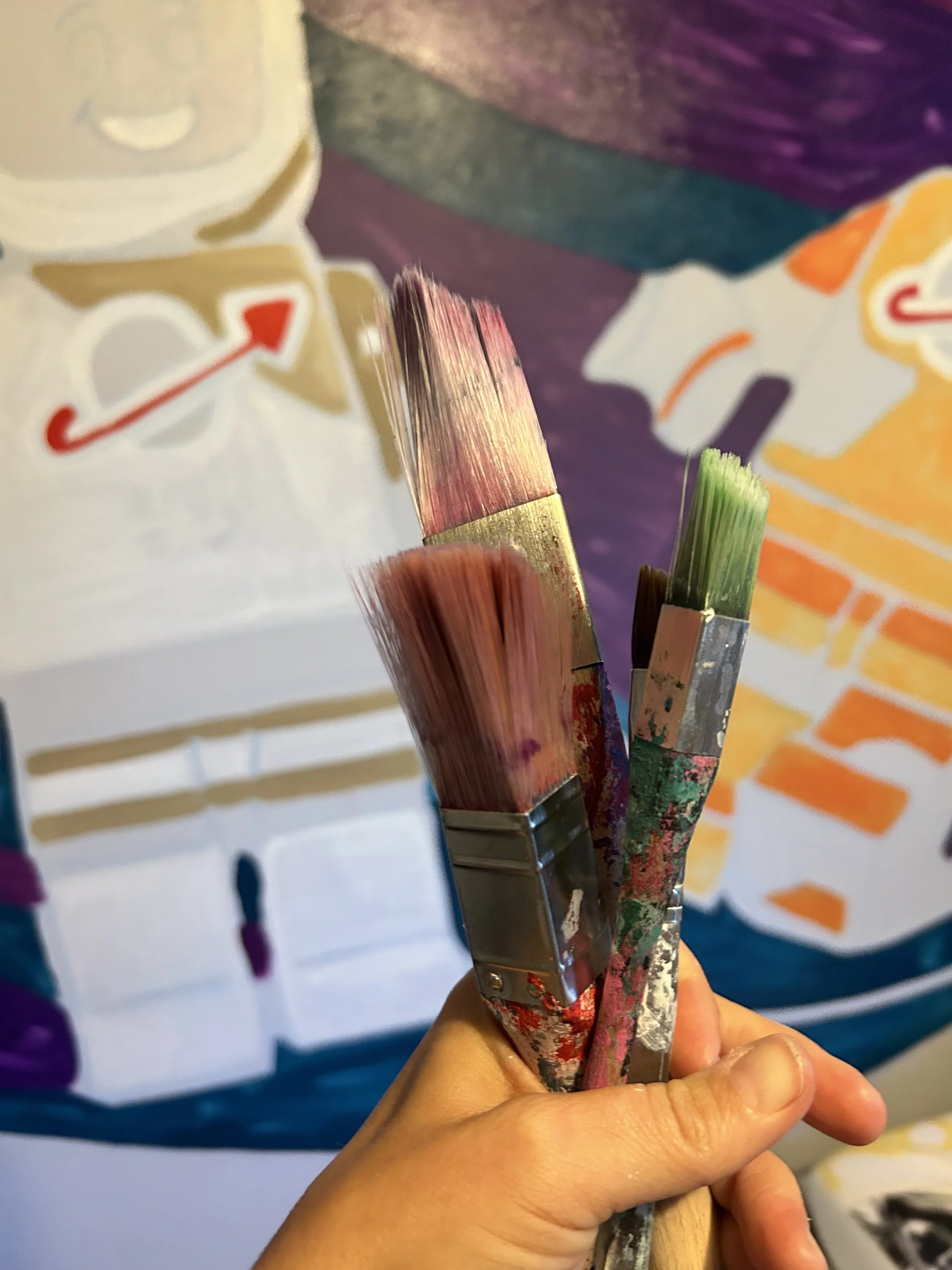 Zibra brushes used for lego mural in Champaign Illinois by Leslie Kimble
