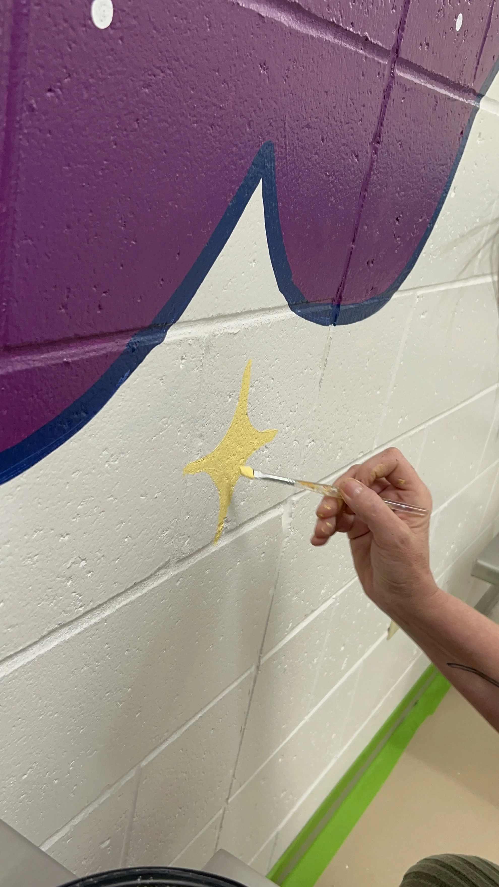 Collaboration with JDC residents for Dont Compare mural in Juvenile Detention Center in Champaign County by Leslie Kimble Art, Urbana Illinois