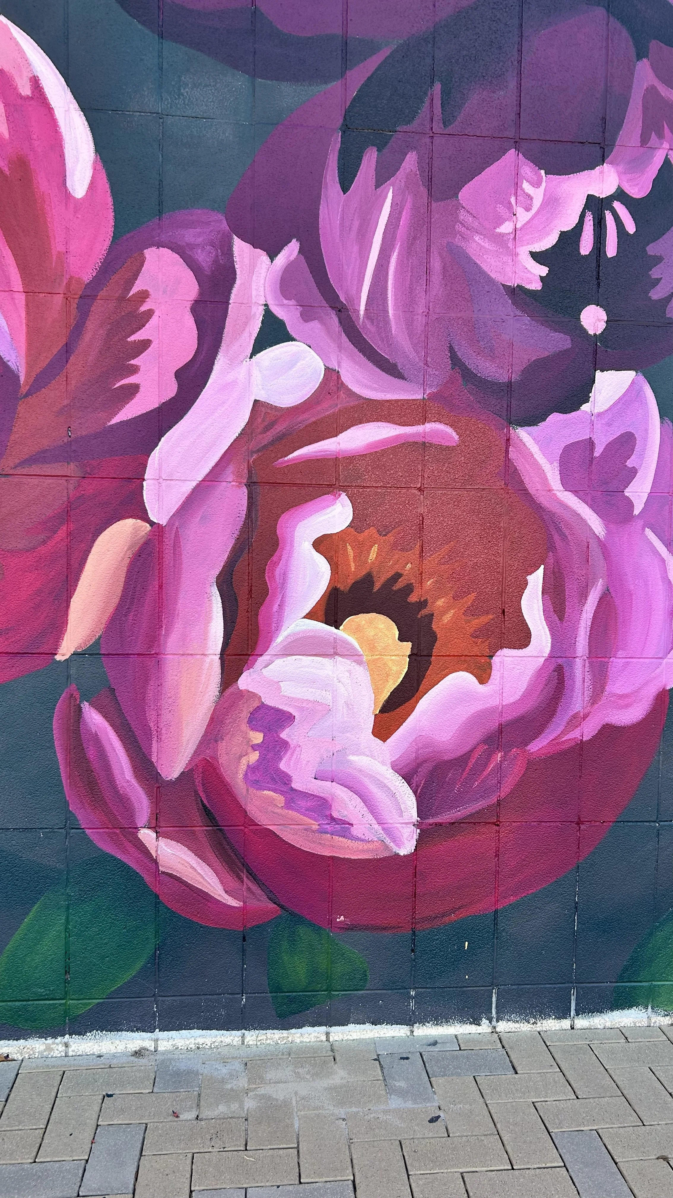 Detail finished mural Where the Soul Blossoms with Leslie Kimble Art and Ashley Rosenow