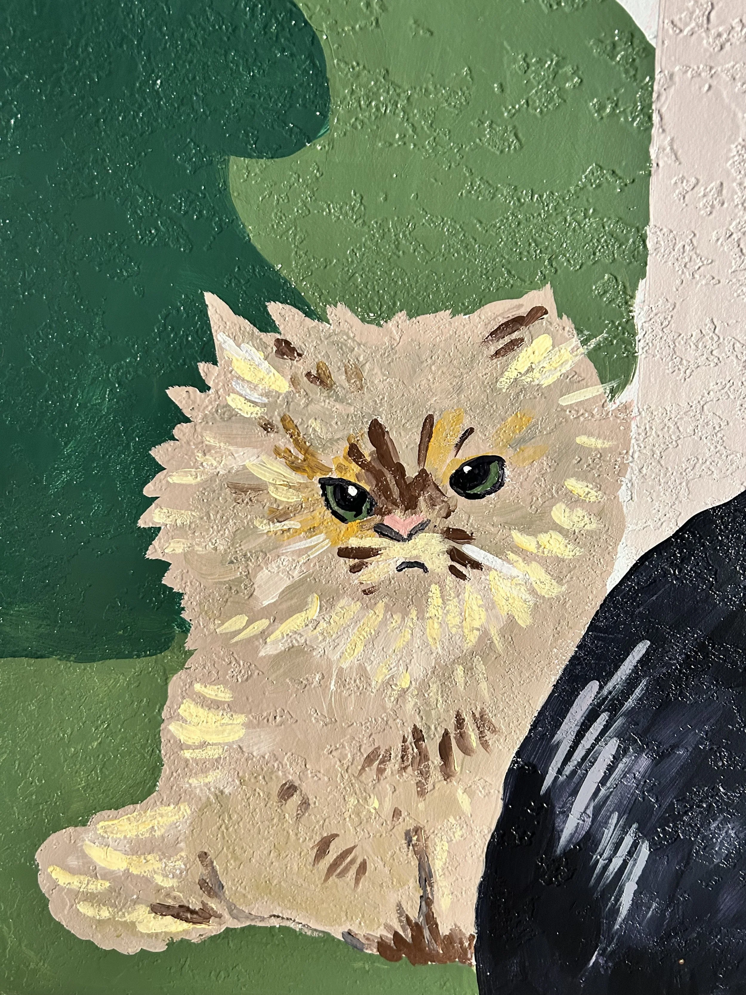 Tan cat from custom pet mural by Leslie Kimble, Mahomet Illinois