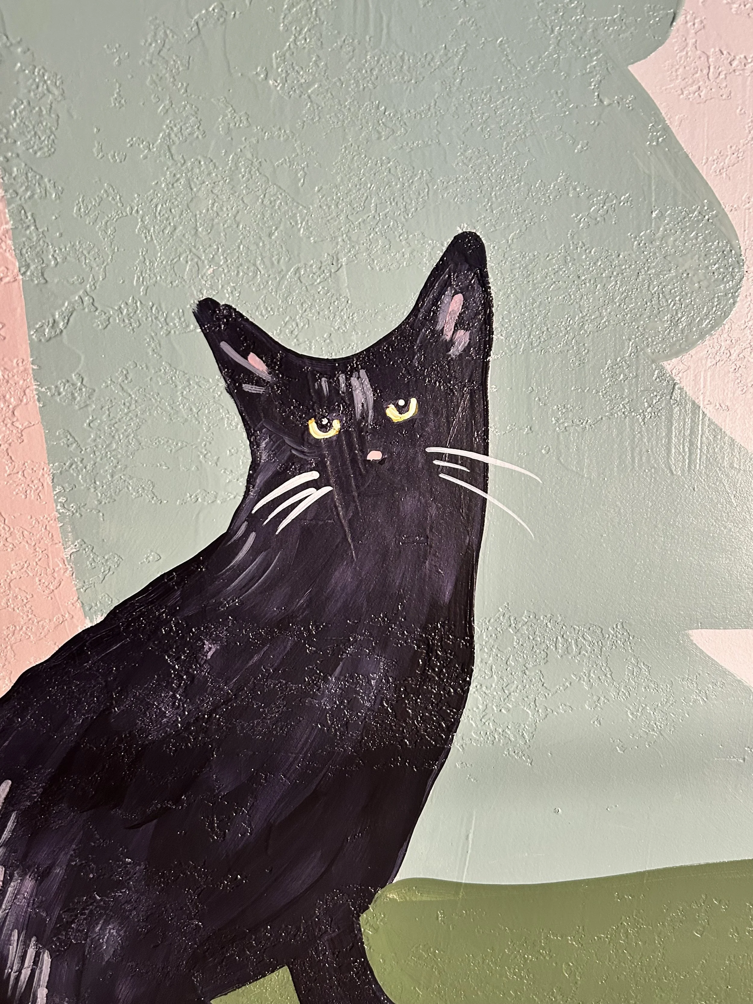 black cat pet mural by Leslie Kimble, Mahomet Illinois
