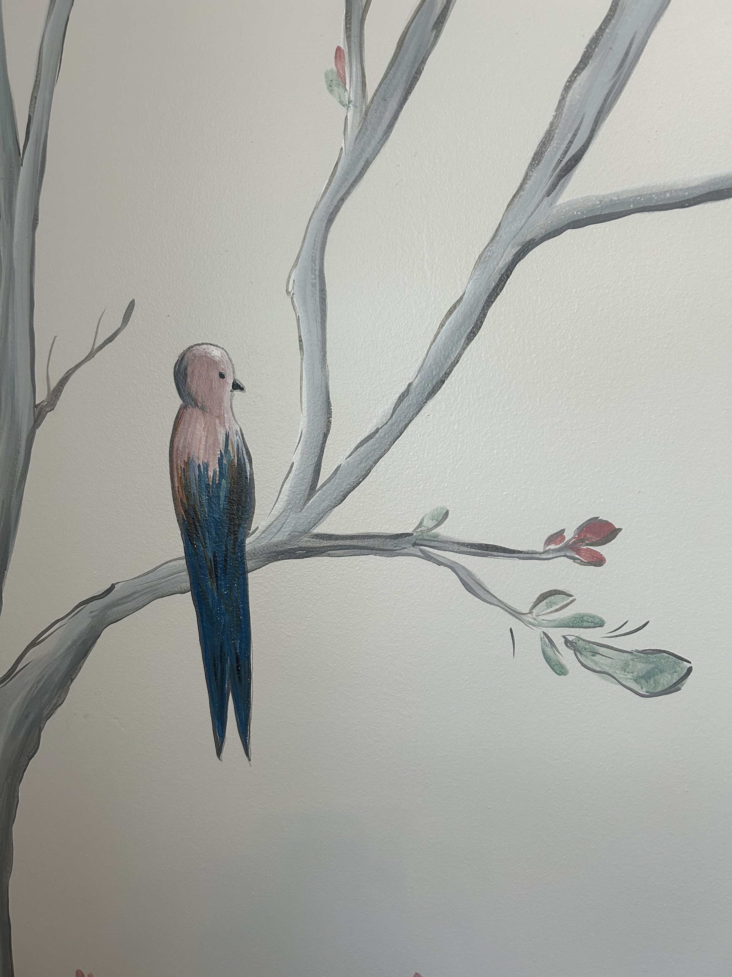 Detail on Watercolor Woodland  in Tuscola, Illinois by Leslie Kimble Art