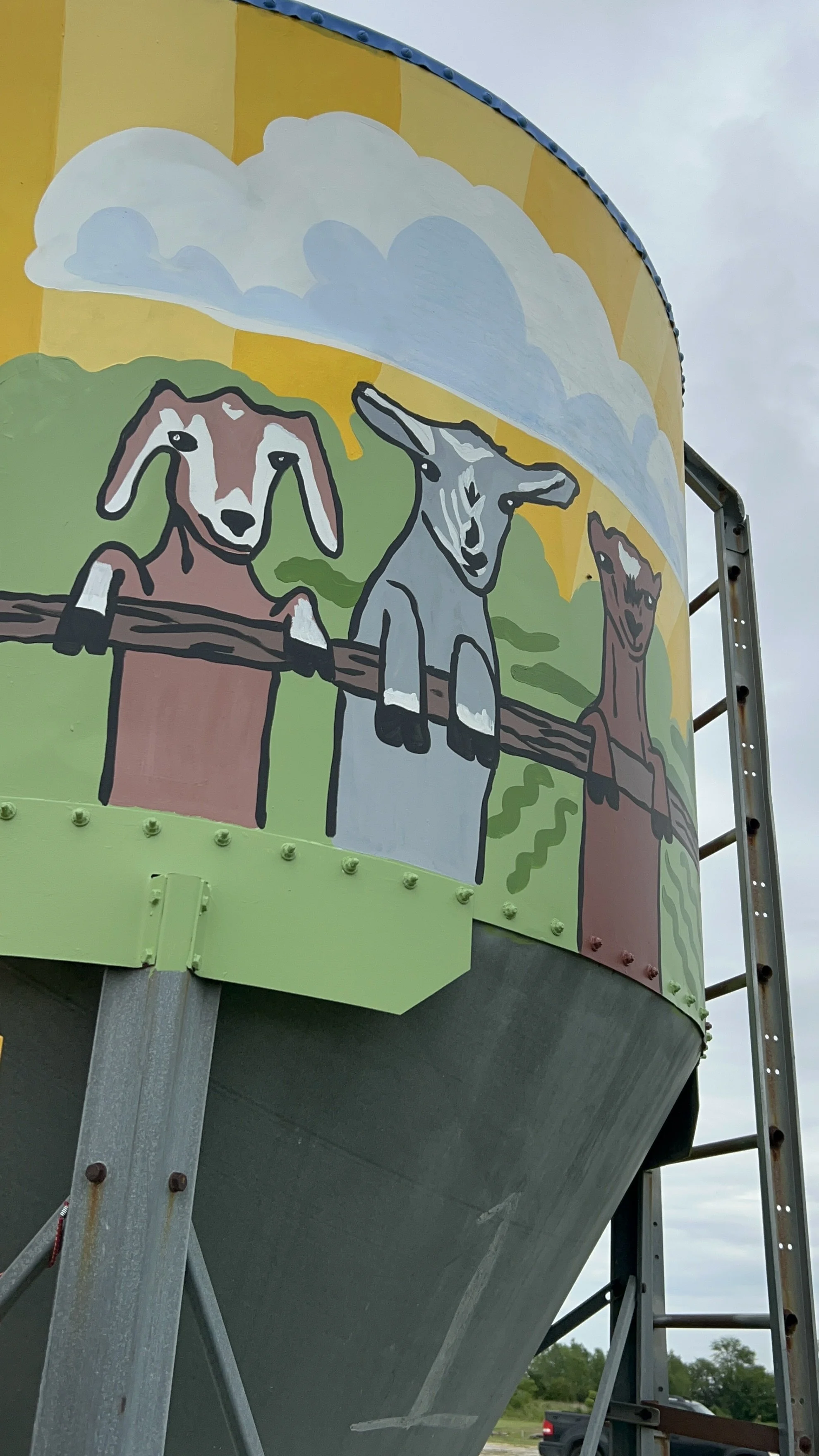 
Close up photo  of silo mural at Prairie Fruits Farm and Creamery by Leslie Kimble, Champaign, Illinois
