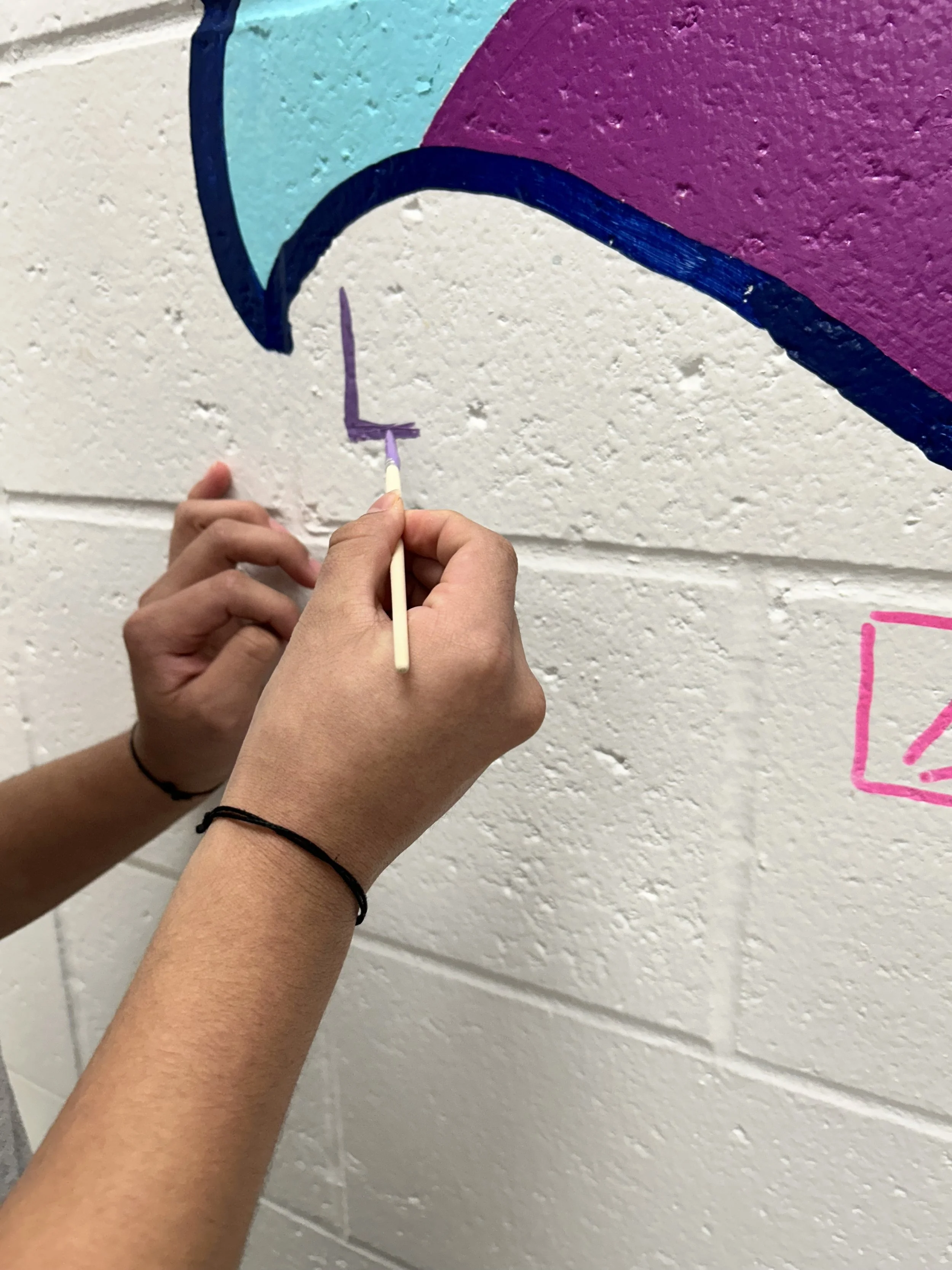 Collaboration with JDC residents for Dont Compare mural in Juvenile Detention Center in Champaign County by Leslie Kimble Art, Urbana Illinois