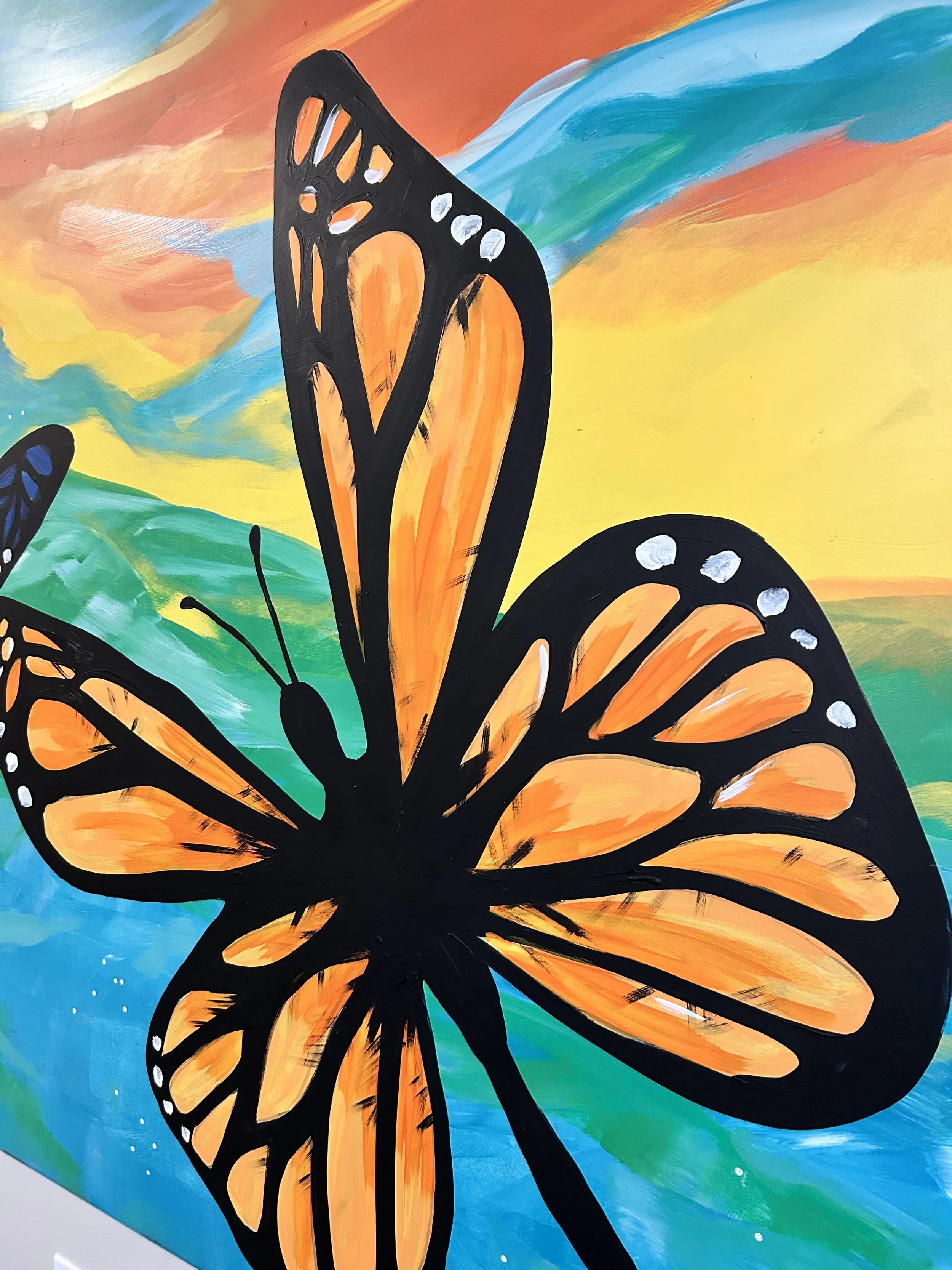 Detail of mural at R.A.C.E.S. in Urbana by Leslie Kimble Art