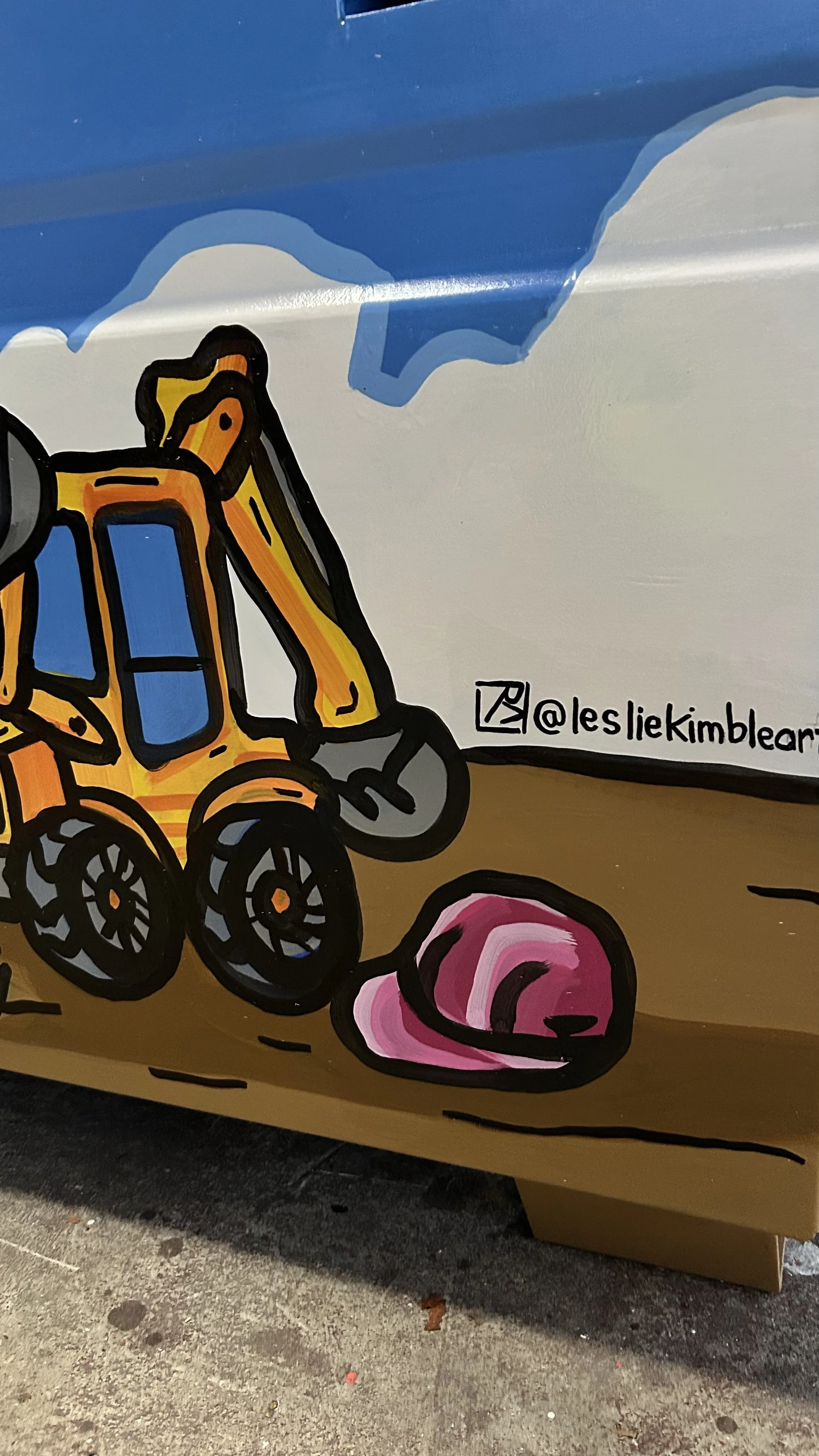 Detail of toy box mural at Katies Play Place in Clark Park in Champaign, Illinois