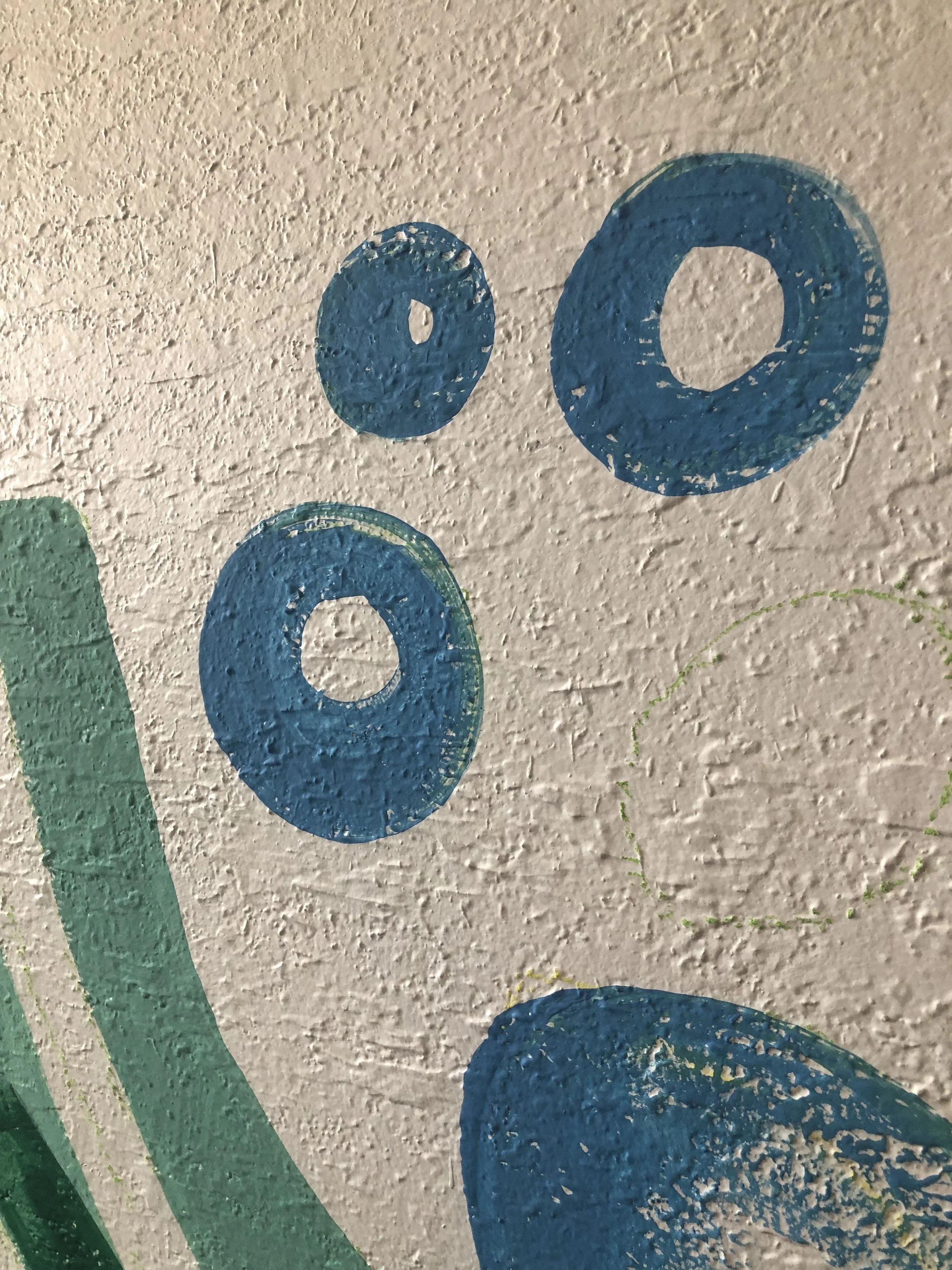 detail of mural at  Greener Goods mural, Champaign, Illinois, by Leslie Kimble